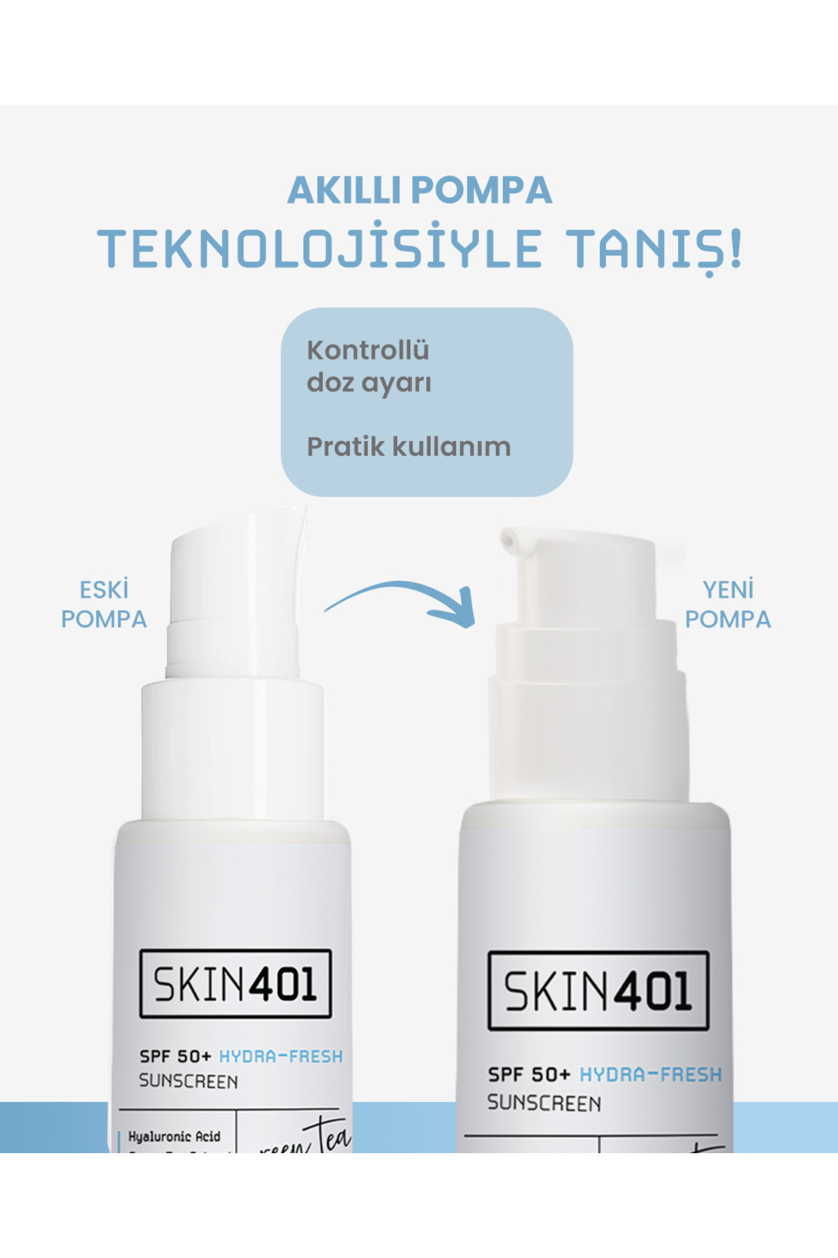 SPF 50+ Hyalüronik Asit + Aloe Vera Nemlendirici Yüz Güneş Kremi 50 ml – Hafif Yapılı, Beyaz İz Bırakmayan — Skin401-301 — تصویر 3 از 8