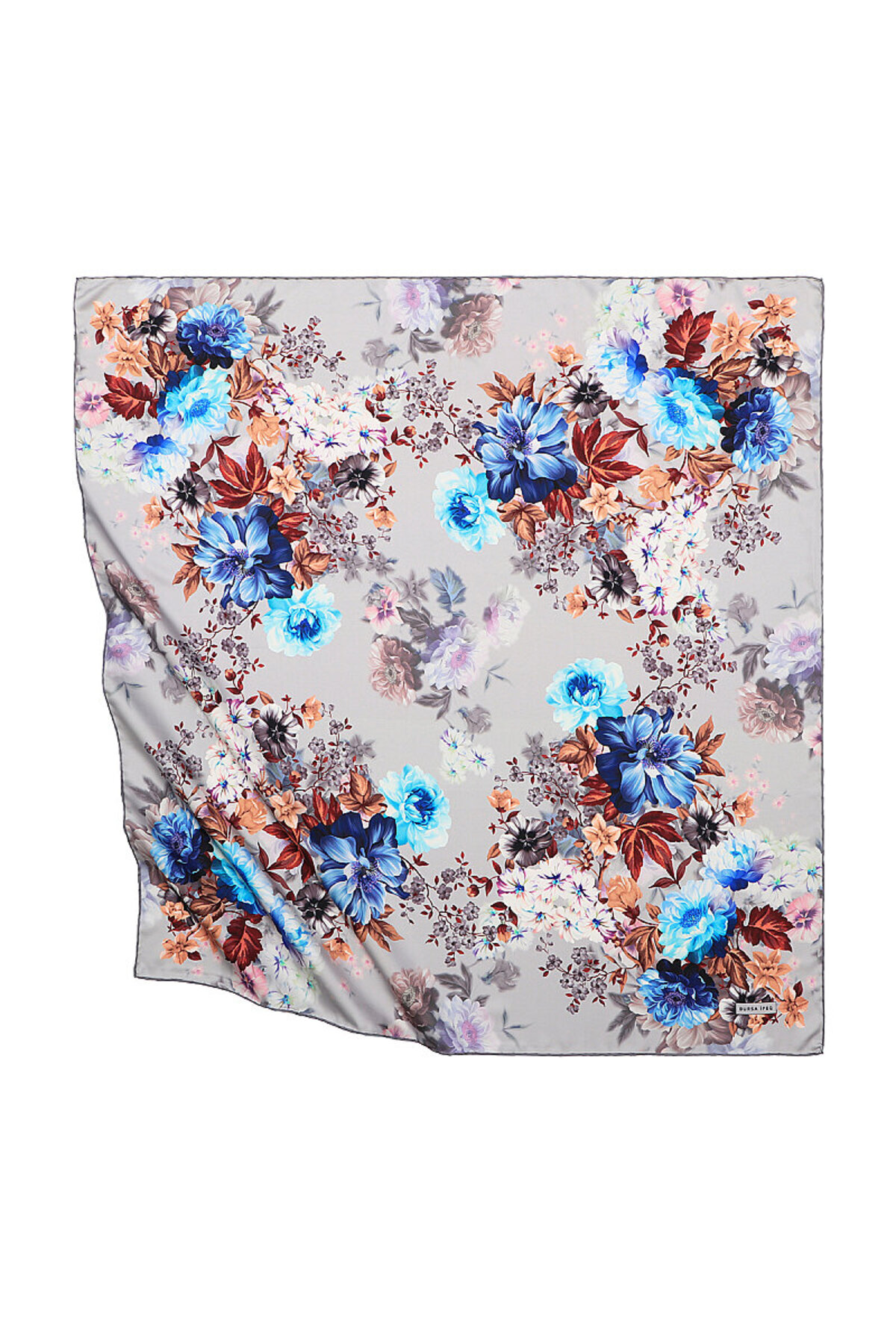 Gray Fulya Pattern Silky Scarf