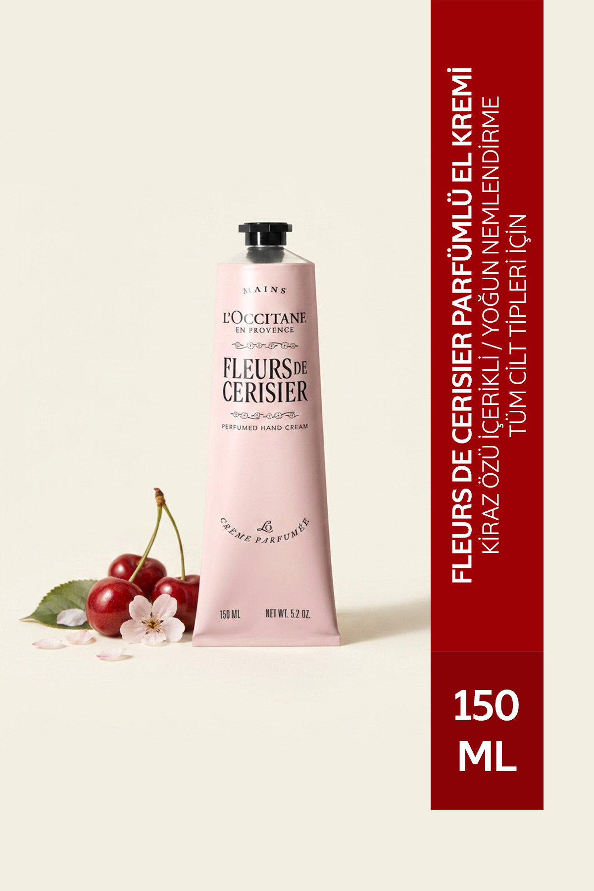 L'Occitane Fleurs de Cerisier El Kremi, Kiraz Özü İçeren Besleyici ve Nemlendirici, 150 ml — 24MA150CBR25