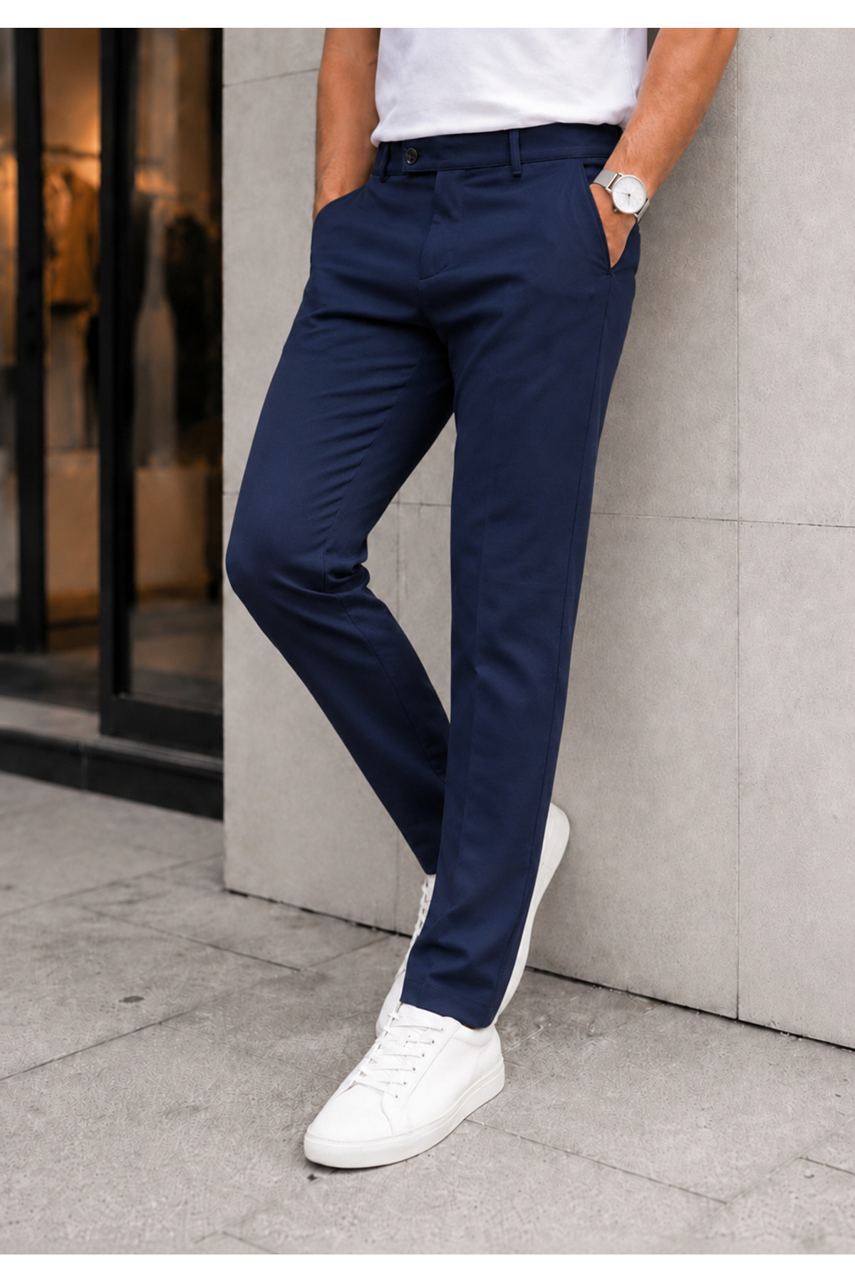 DOPPİO'N DENİM Erkek Lacivet Slim Fit Esnek Likralı Kumaş Pantolon