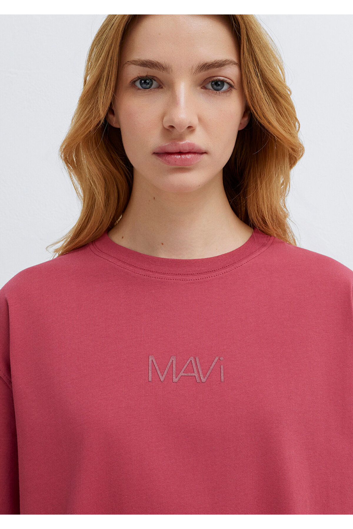 Mavi  Logo Baskılı Pembe Tişört Loose Fit / Bol Rahat Kesim 1613884-70398 - Görsel 6