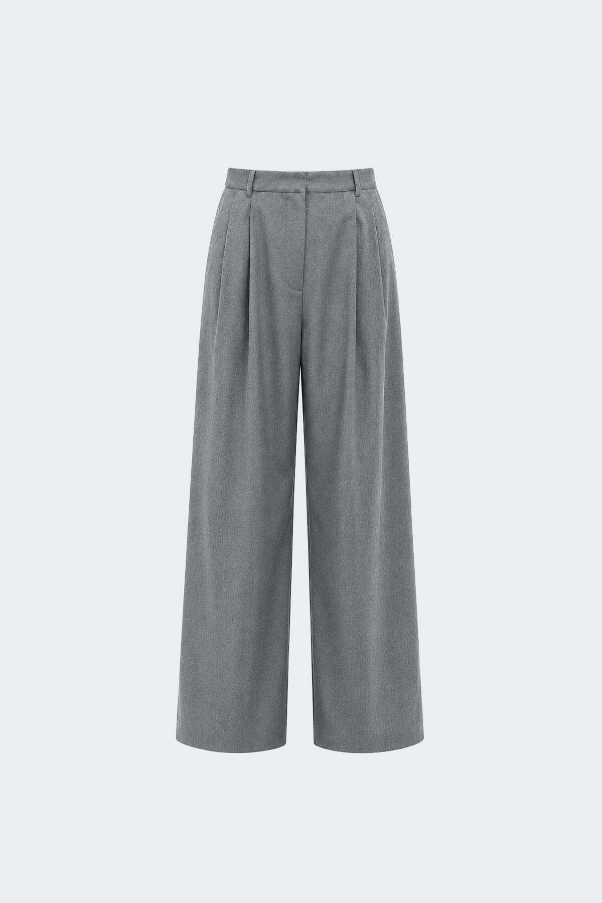 Suud Collection Gri Lina Pileli Pantolon görsel 4
