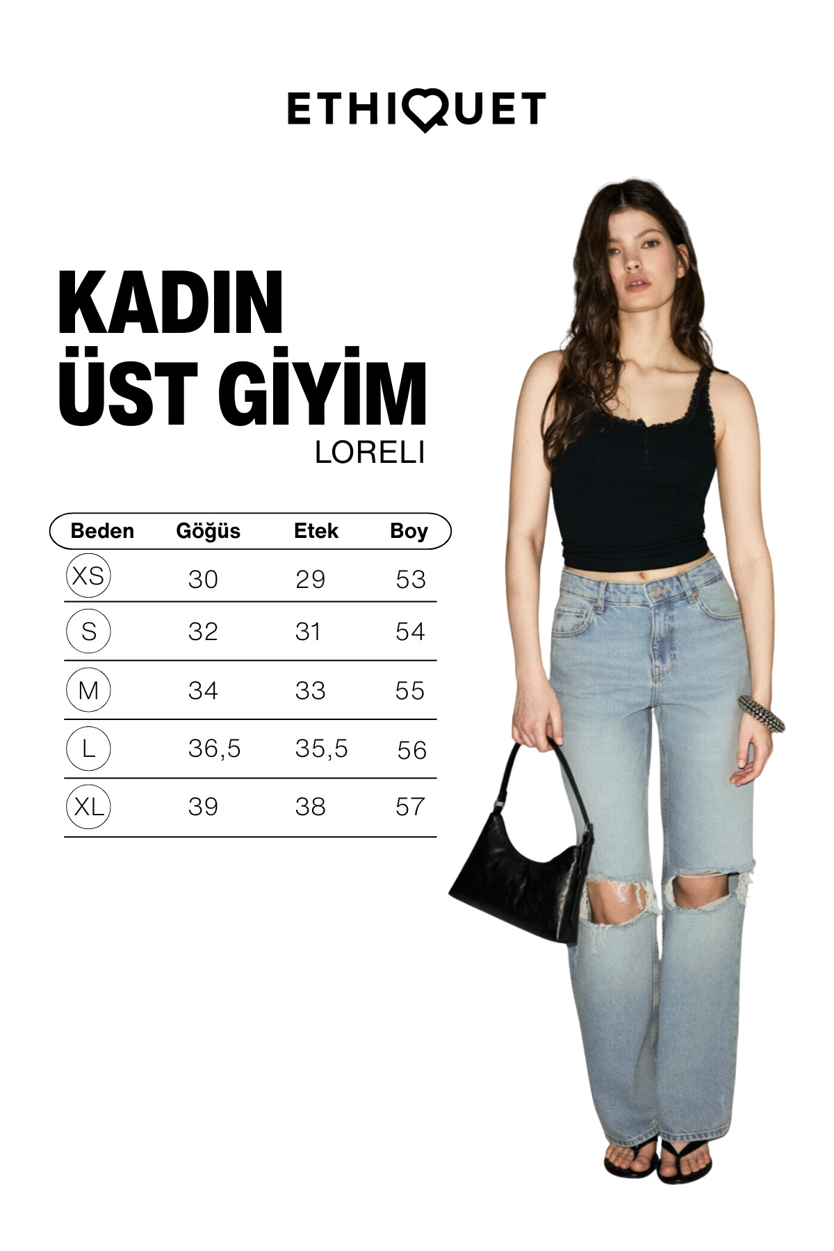 ETHIQUET LORELI Kadın Yumuşak Ve Esnek Kumaşlı Organik Pamuklu Düğme Ve Dantel Detaylı Siyah Atlet görsel 7