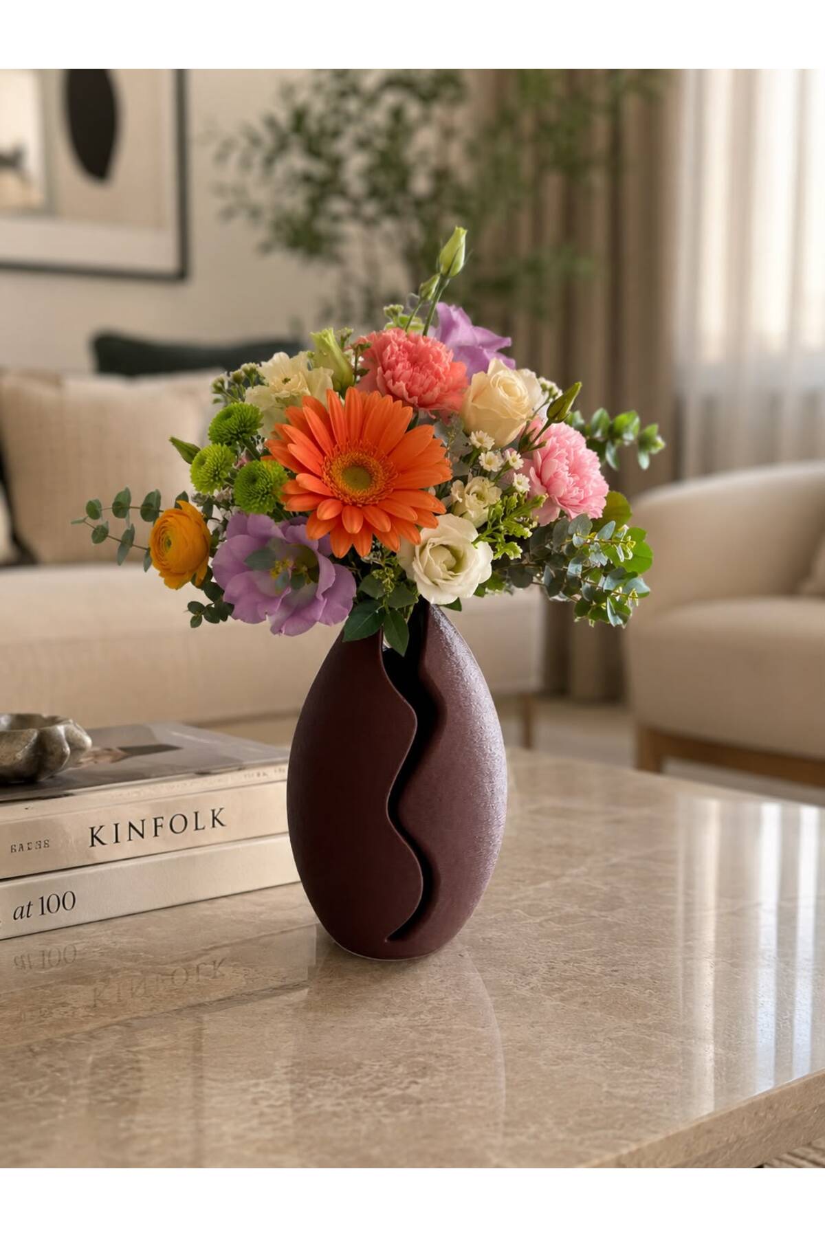Coffee Bean Shaped Decorative Vase - For Coffee Corners