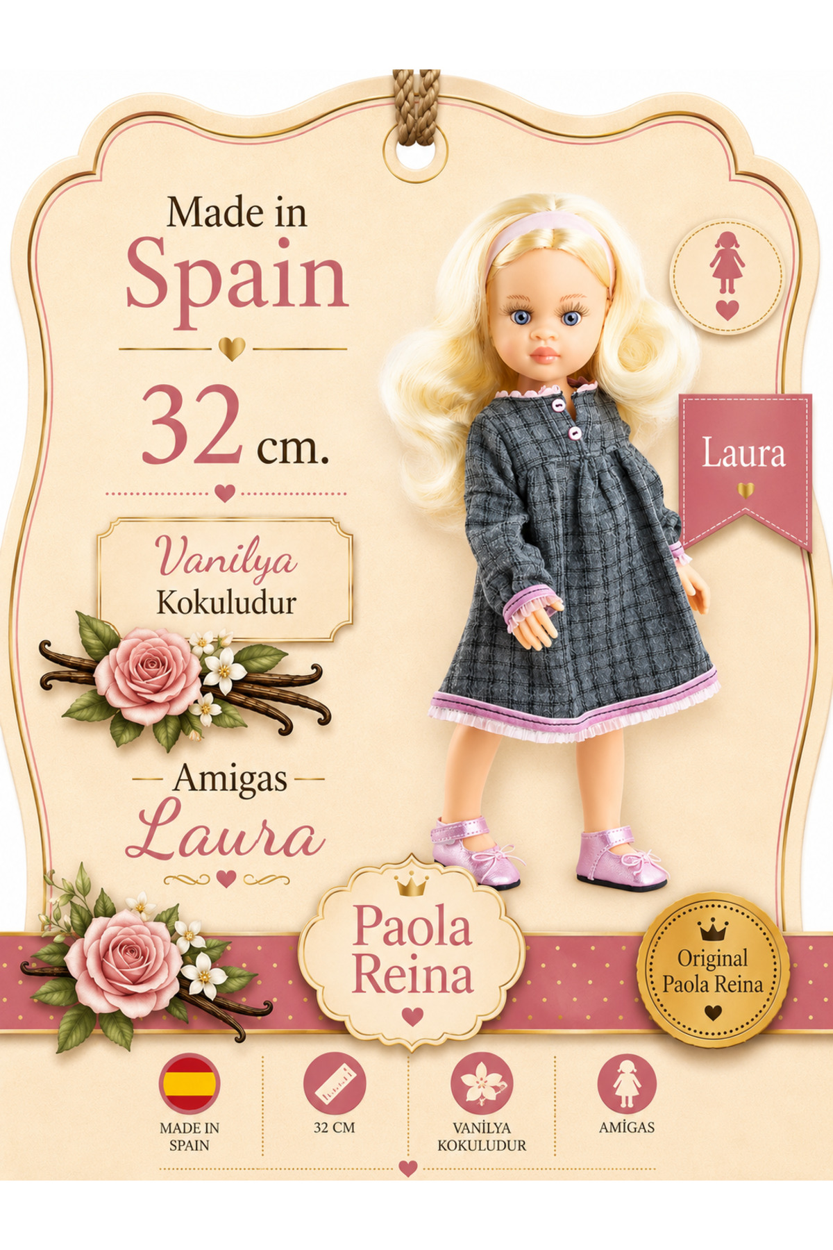 Laura Amigas Doll 32 cm - Vanilla Scented Spanish Meat Doll - 3 Years+