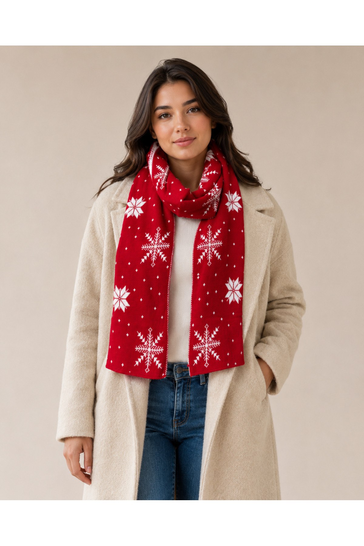 Sebir Moda Yılbaşı Temalı Triko Atkı