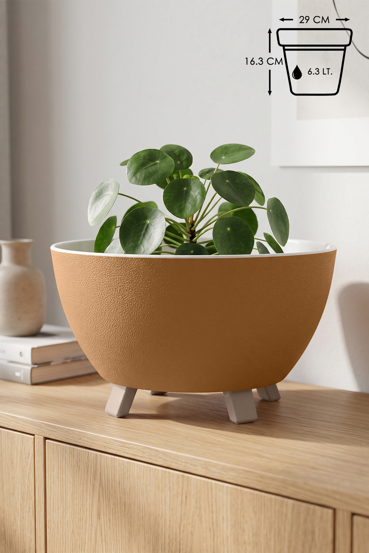 ToXA Sora Ayaklı Saksı 6,3 Litre (29cm) Süzgeçli Drenajlı Plastik