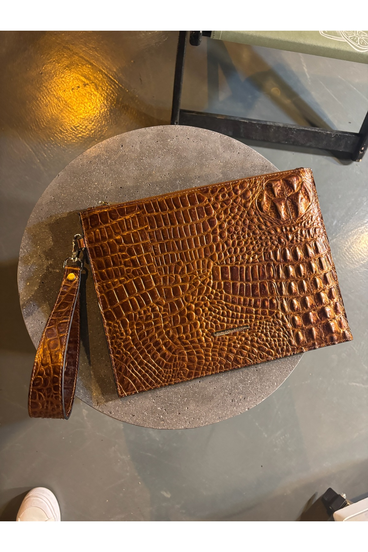 Sun collections Hakiki Deri iPad Clutch Çanta görsel 3
