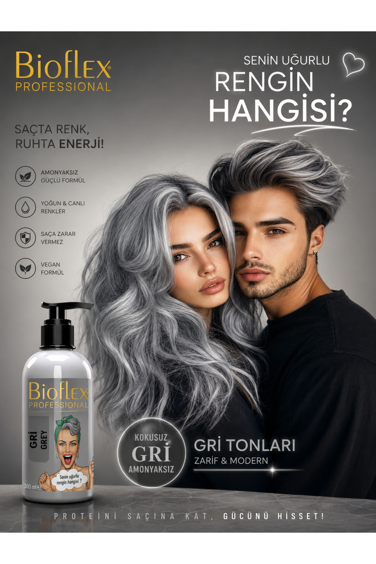 Gri Antrasit Gri Geçici Renkli Saç Renkli Saç Boyası 250 ml Kokusuz Su Bazlı Amonyaksız — خاکستری 123 — تصویر 7 از 9