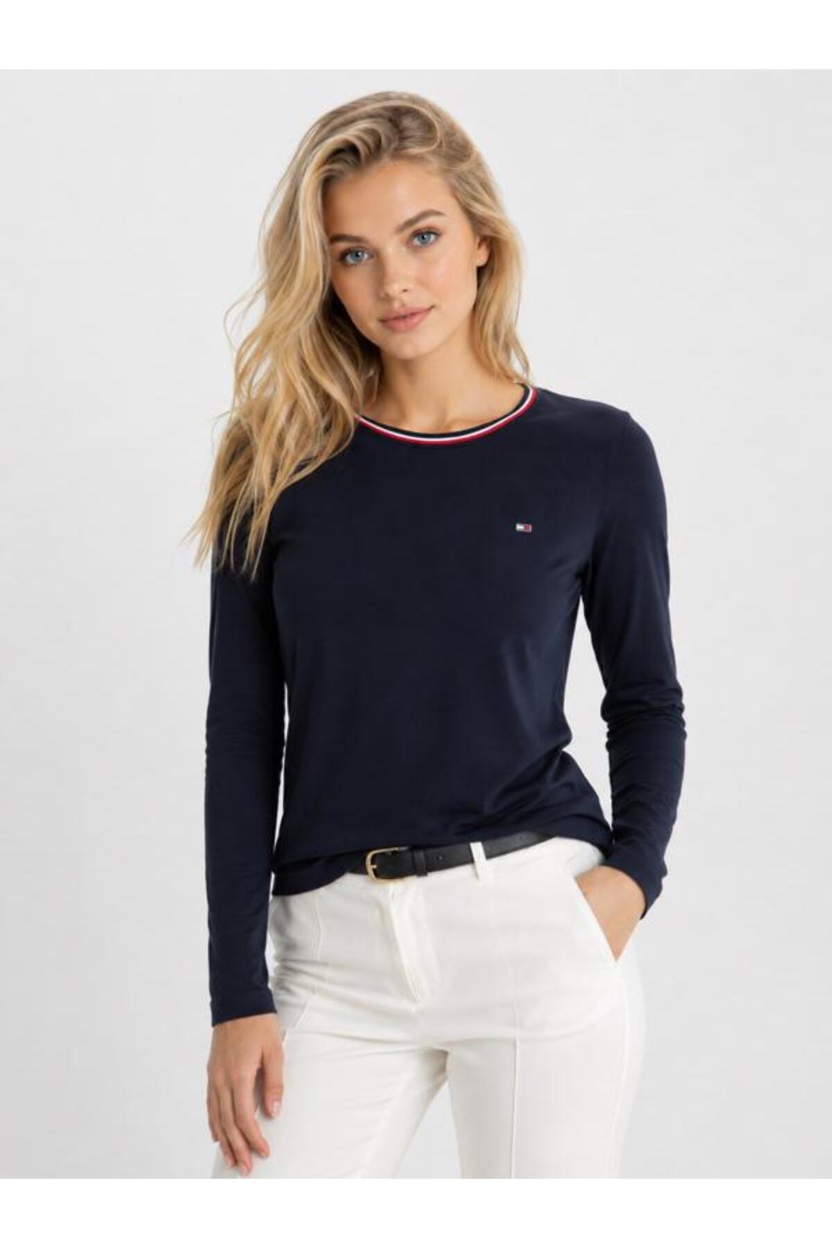Tommy Hilfiger Women Long Sleeve Crewneck Logo Regular T-Shirt