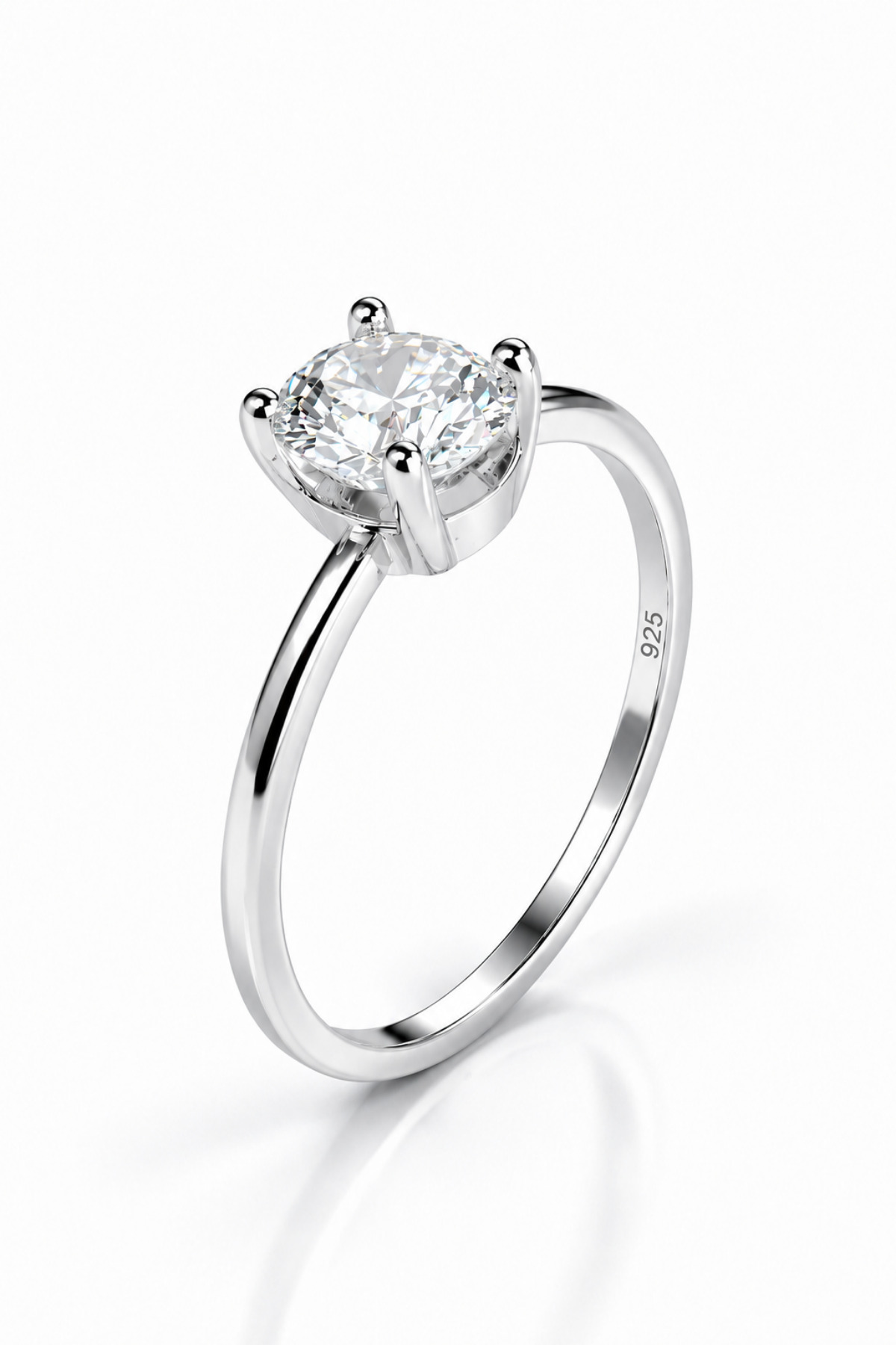 KLAZOJEWELRY 925 Ayar Gümüş Üzeri Yüksek Kalite Rodyum Kaplama Oval Kesim Minimal Tektaş Yüzük görsel 7