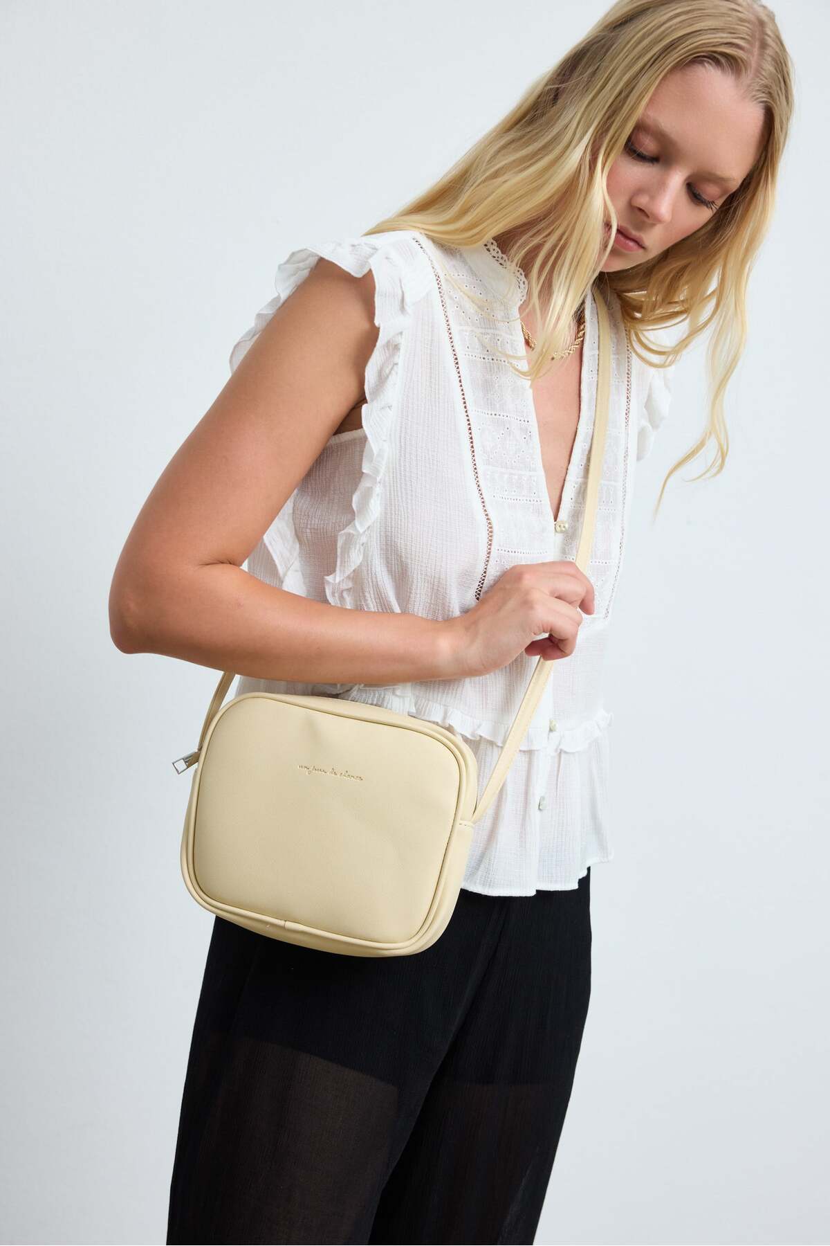 Shule Bags Lina Çapraz Çanta Butter Yellow görsel 3