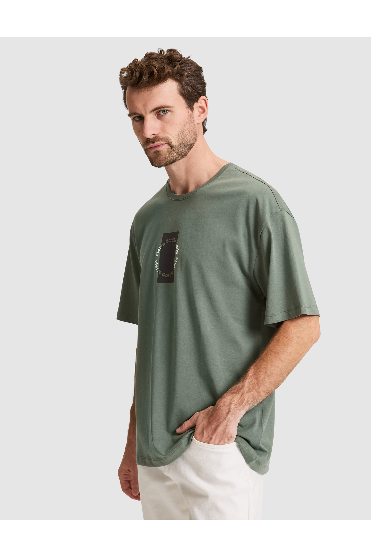 Pierre Cardin Haki Comfort Fit Bisiklet Yaka Tişört 50310155-VR027 görsel 3