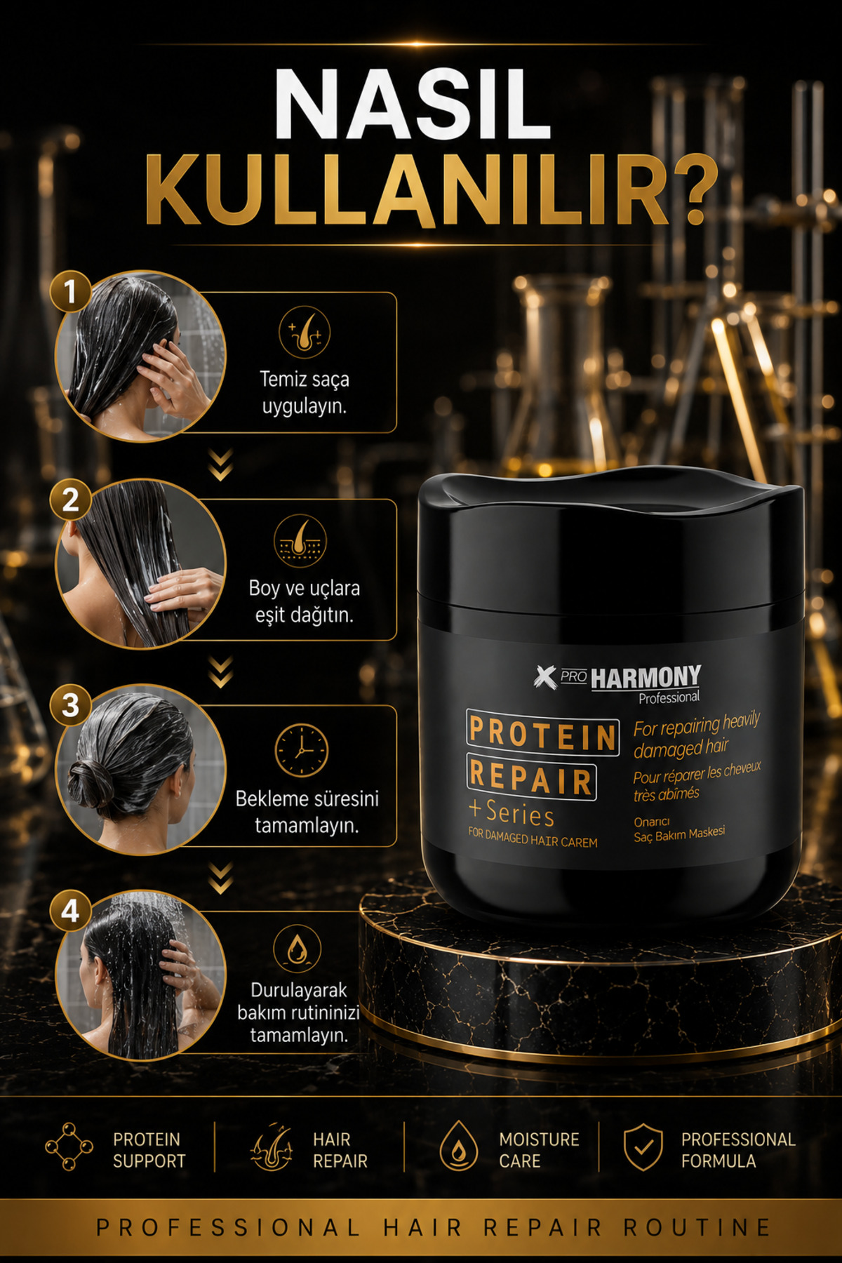 Protein Repair Hair Cream Onarıcı Saç Bakım Maskesi 500 ml — XPH-8682887911024 — تصویر 5 از 8