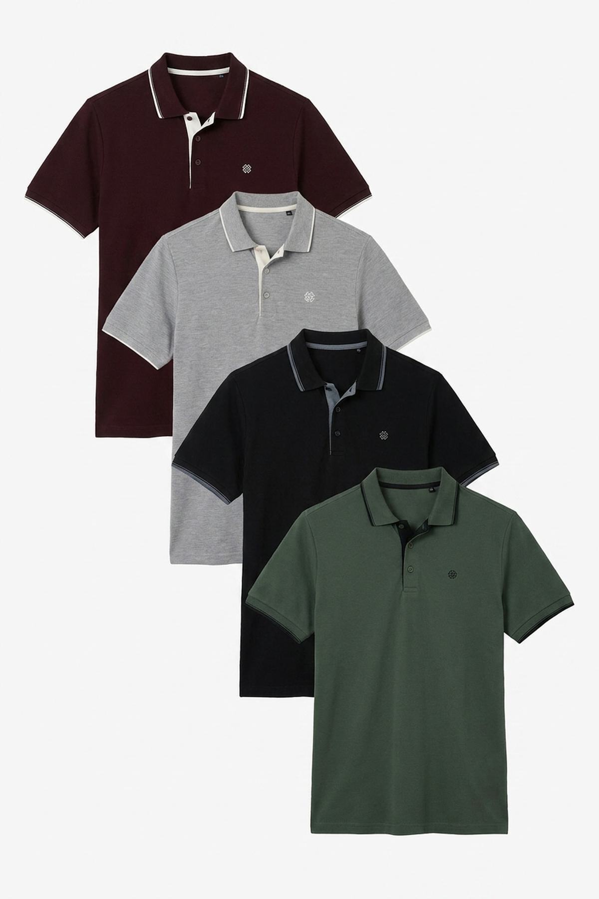 Buratti Cotton Regular Fit Stripe Detailed Buttoned Polo Collar 4-Pack t Shirt Men's t Shirt 5902118