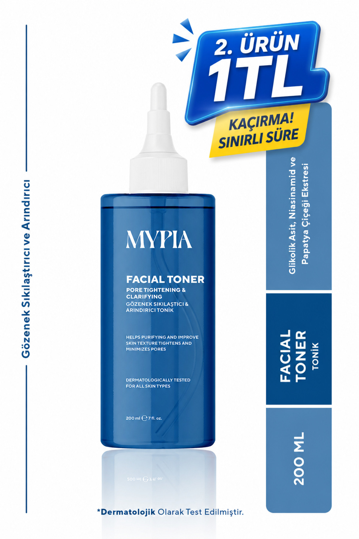 Canlandırıcı ve Gözenek Sıkılaştırıcı Tüm Ciltler Için Glikolik Asit Niacinamide Etkili Tonik 200 Ml — 8684149132208