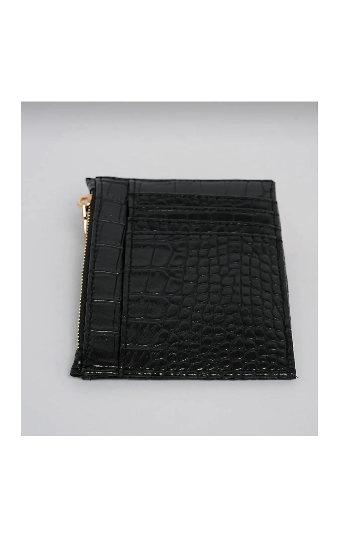 ilknurbutik Siyah Kroko Desenli Kartlık Cüzdan görsel 3