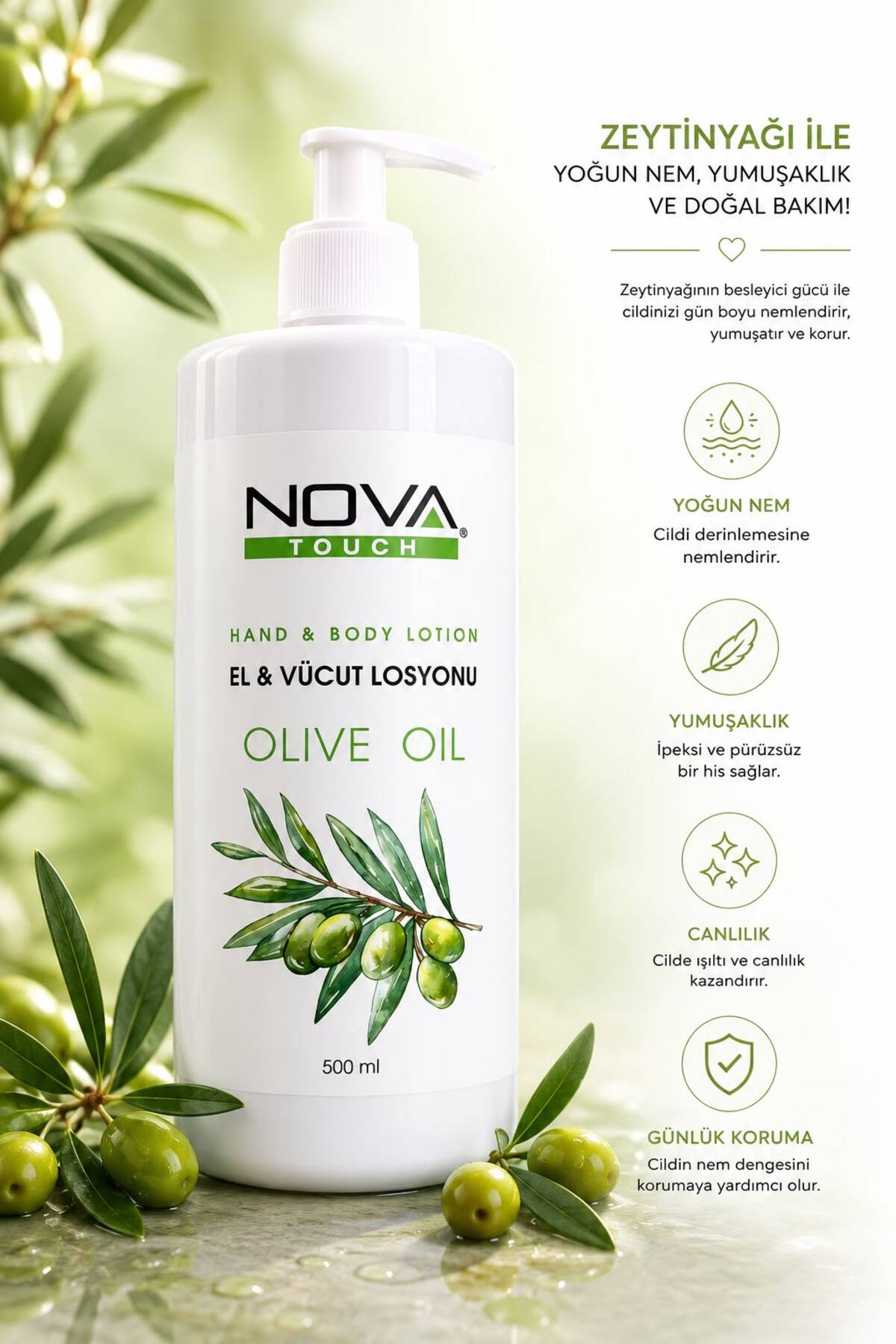 Nova Touch Keratin Doğal Zeytinyağlı El Ve Vücut Losyonu 500 ml — 2103