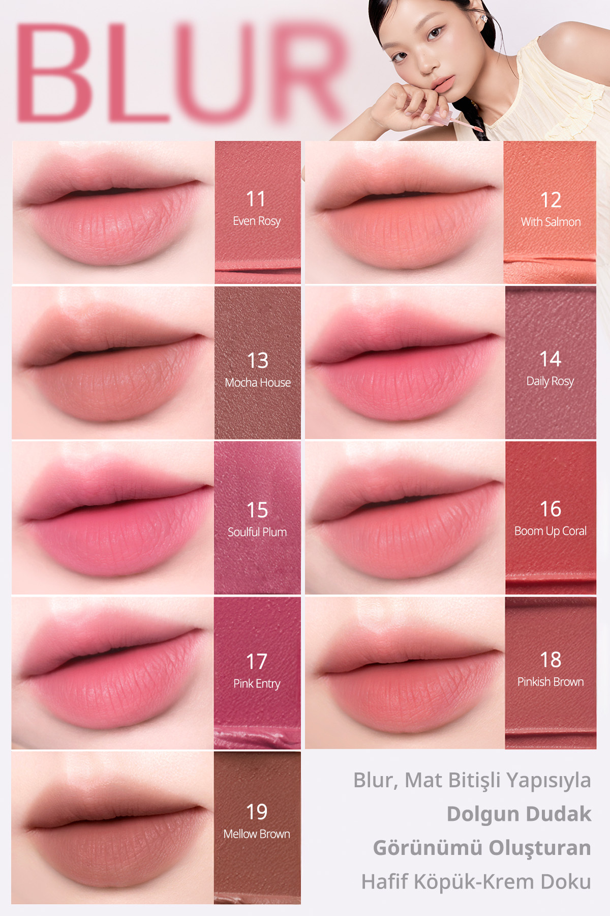 Gün Boyu Kalıcı Pürüzsüz Matlık Sunan Tint PERIPERA Over Blur Tint (008 Cool Pink Coating) — صورتی 111151 — تصویر 6 از 9