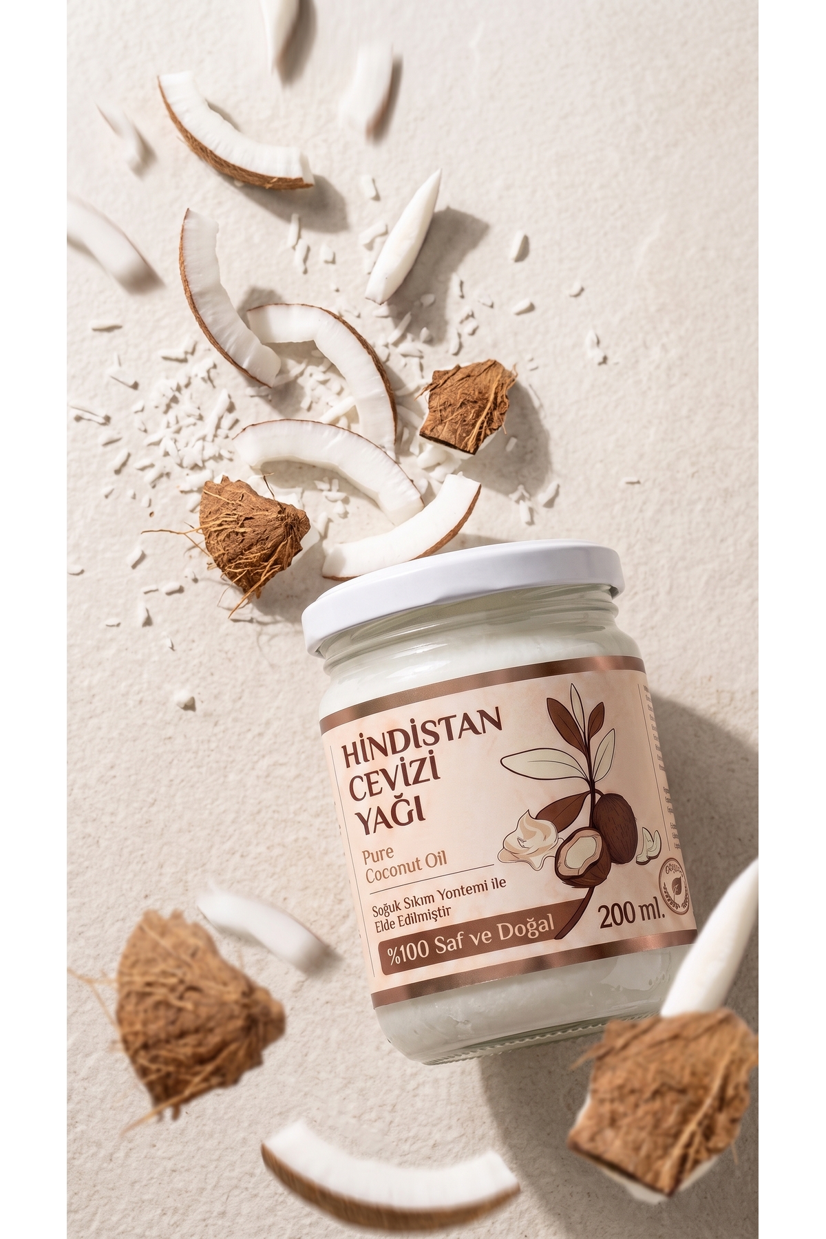 200 ml Saf Hindistan Cevizi Yağı / Soğuk Sıkım / %100 Saf Ve Doğal / Coconut Oil — 250-ml-hindistan-cv-yag — تصویر 4 از 8