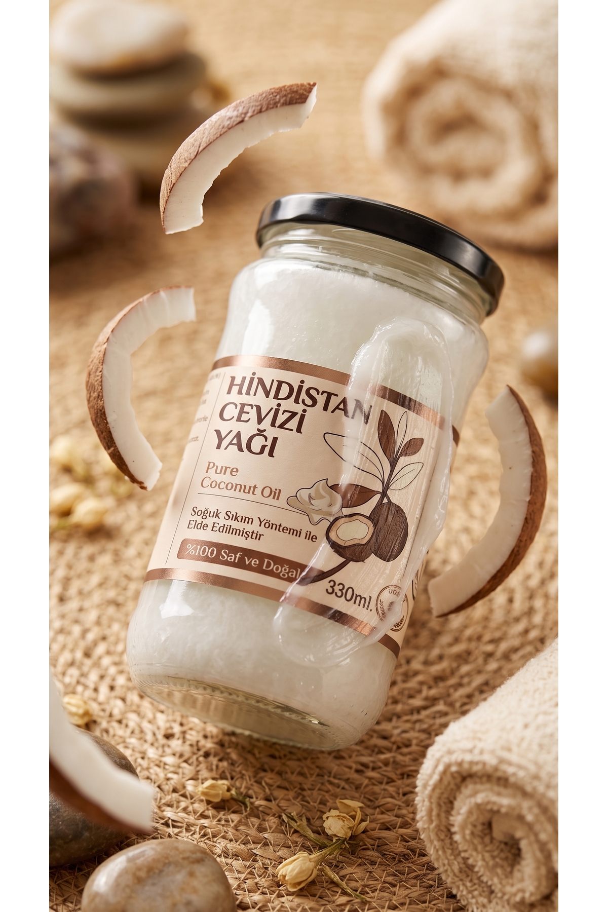 330 ml Saf Hindistan Cevizi Yağı / Soğuk Sıkım / %100 Saf Ve Doğal / Coconut Oil — 50ml-hindistan-cv-yag — تصویر 5 از 8