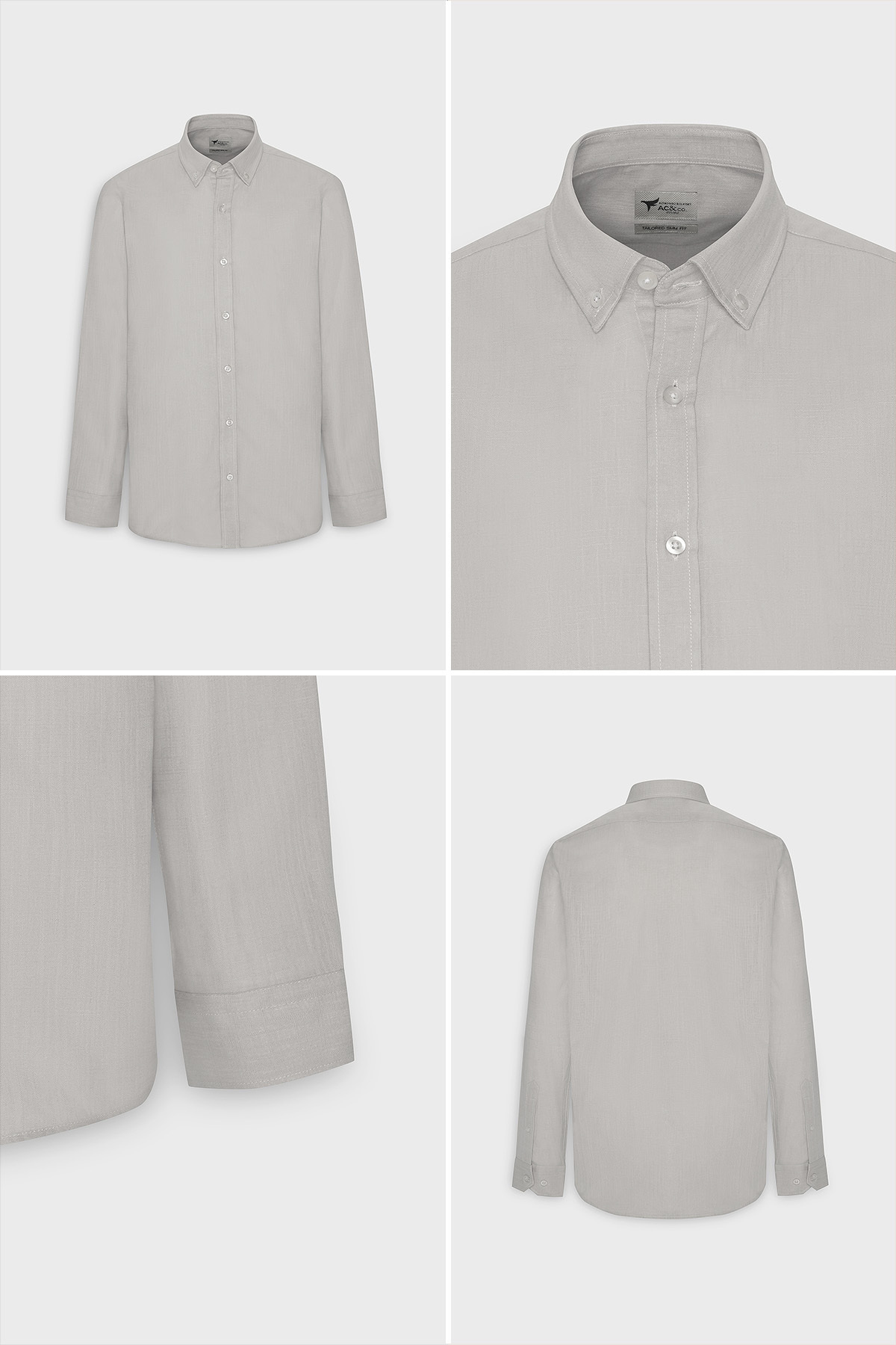 AC&Co / Altınyıldız Classics Erkek Gri Kolay Ütülenebilen %100 Pamuk Nefes Alabilen Terletmez Slim Fit Gömlek görsel 3