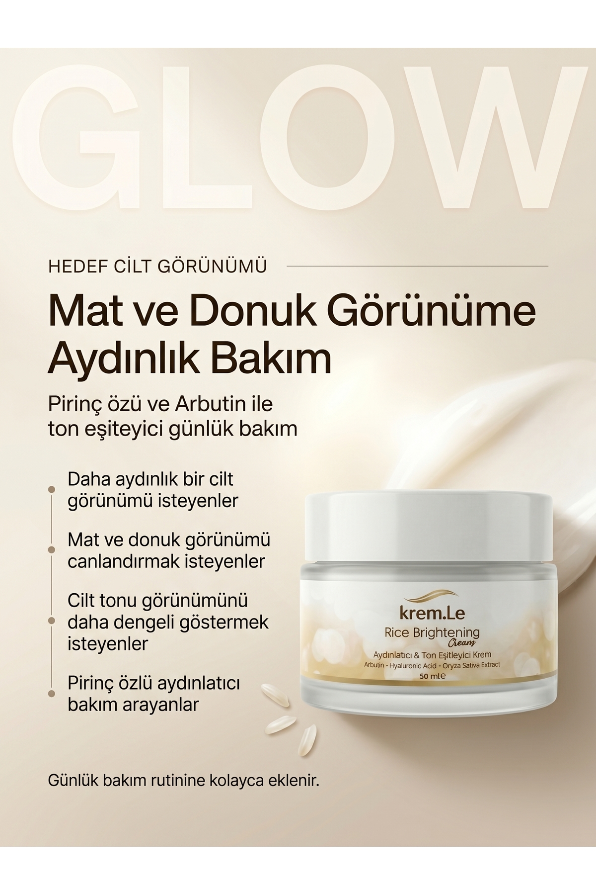 Pirinç Özlü Cilt Beyazlatıcı Aydınlatıcı Ton Eşitleyici Krem - Rice Brightening Cream 50 ML — 0050 — تصویر 4 از 6