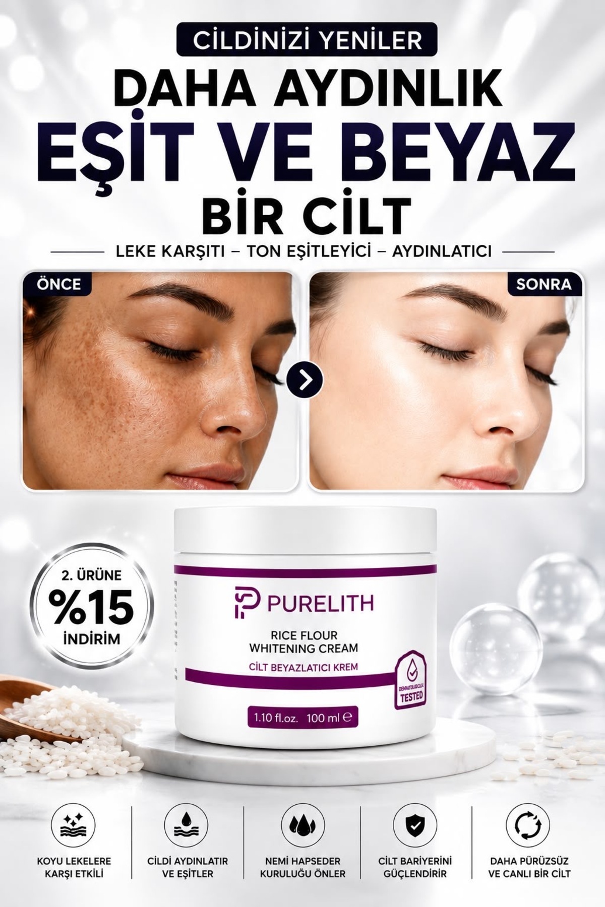 Cilt beyazlatici koltuk altı diz-dirsek ve cilt tonu eşitleyici ton eşitleyici 30+spf Beyazlatıcı Krem — beyazlatici,lekegiderici1,aydınlatıcı — تصویر 2 از 7