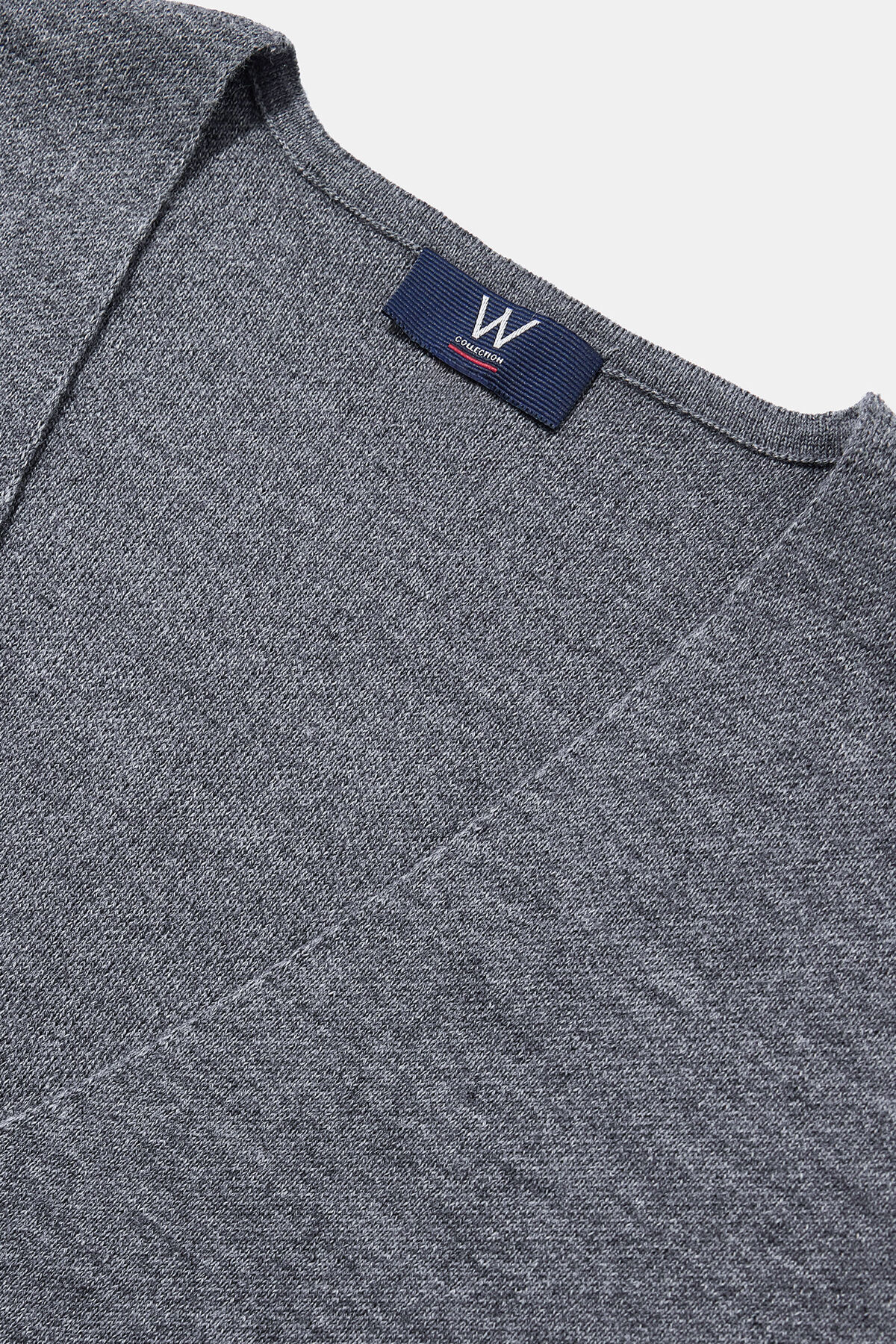 W Collection Gri Melanj V Yaka Düğmeli Yelek görsel 3