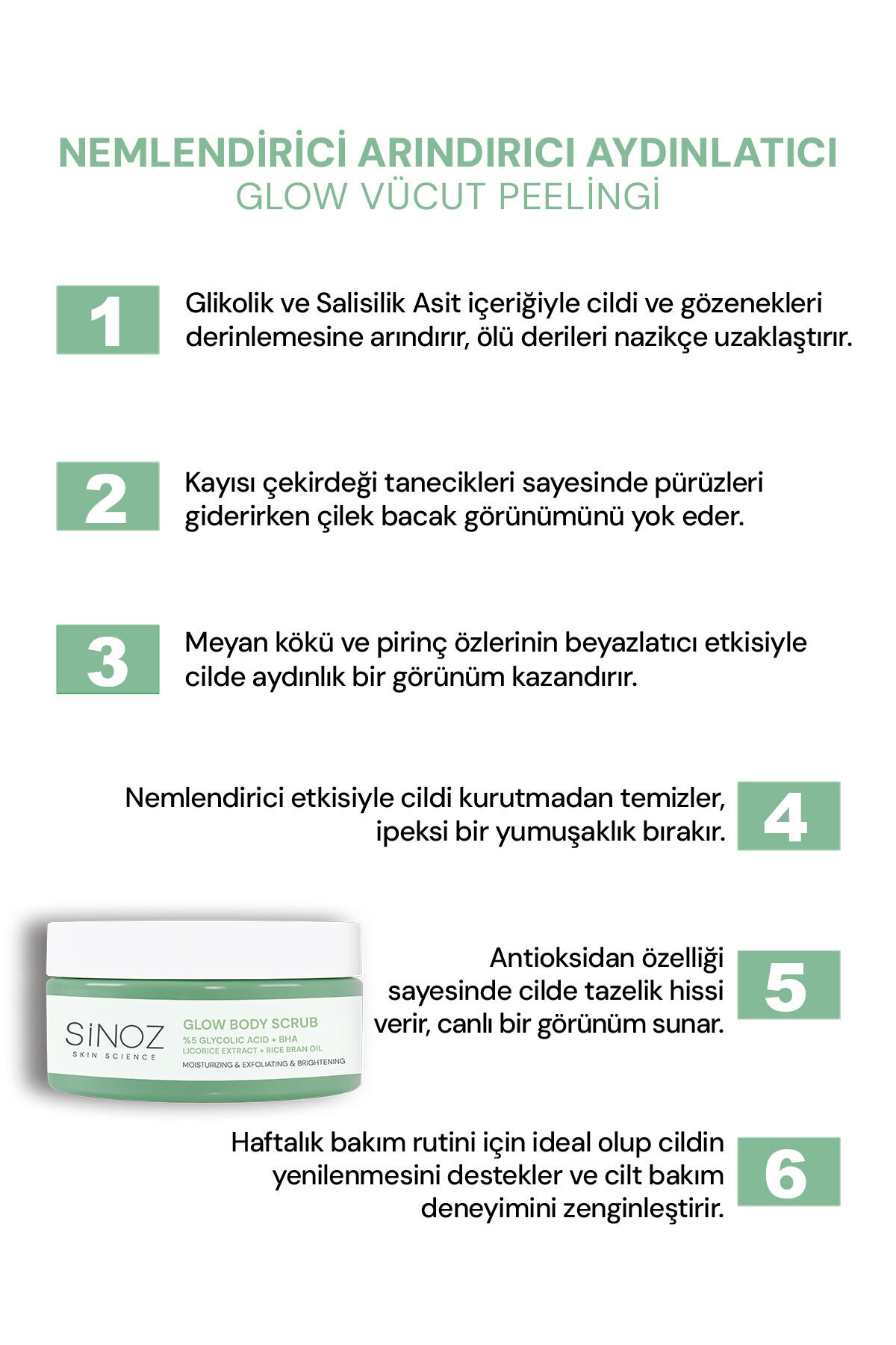 Nemlendirici Arındırıcı ve Aydınlatıcı Glow Vücut Peelingi %5 Glikolik Asit 200 gr — 10.11.19.018.300.10 — تصویر 3 از 9