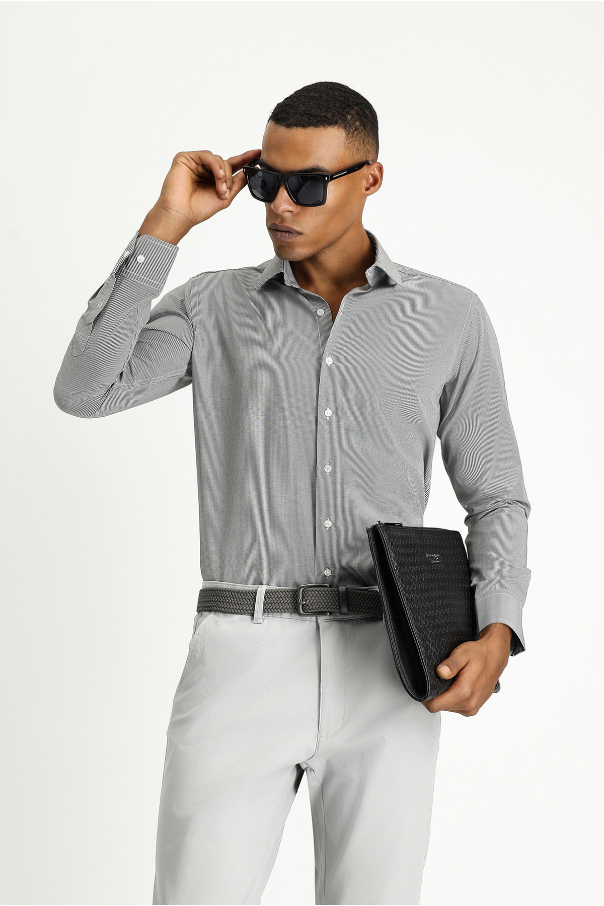 Kiğılı Uzun Kol Slim Fit Dar Kesim Klasik Desenli Pamuklu Kolay Ütülenebilir Gömlek