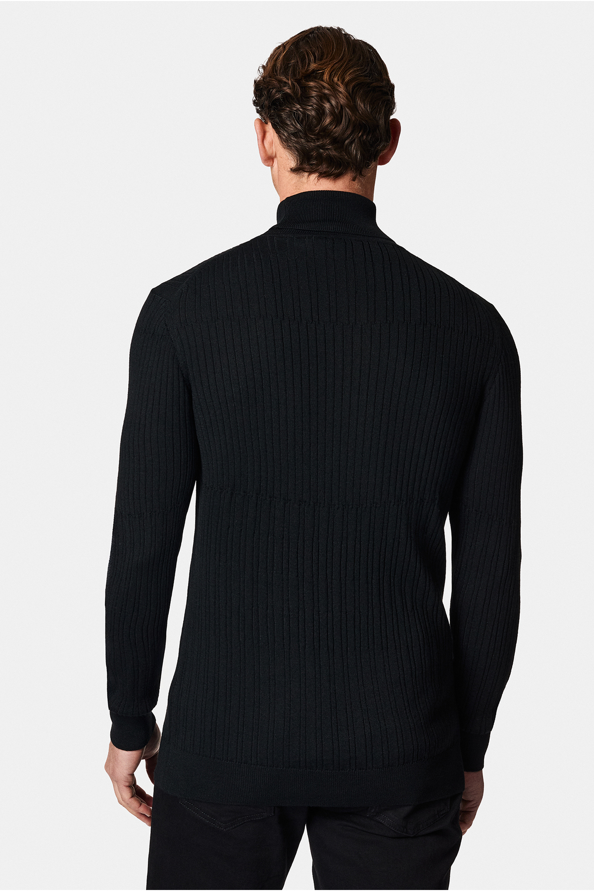 Balıkçı Yaka Regular Fit Desenli Yünlü Triko Kazak — مشکی AK26DEM0DS001 — تصویر 6 از 7