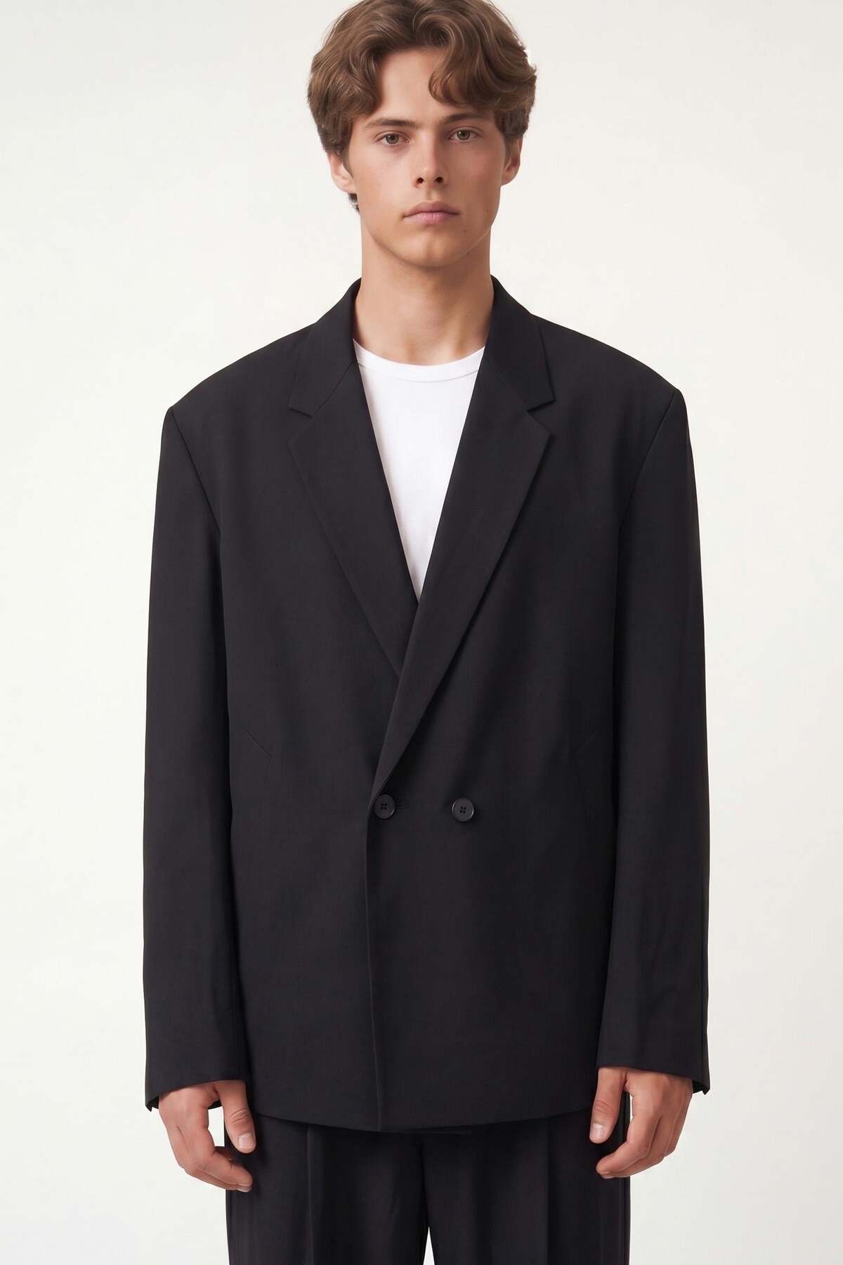 Oversize Lyocell Karışımlı Takım Siyah — مشکی V90-30 — تصویر 7 از 8