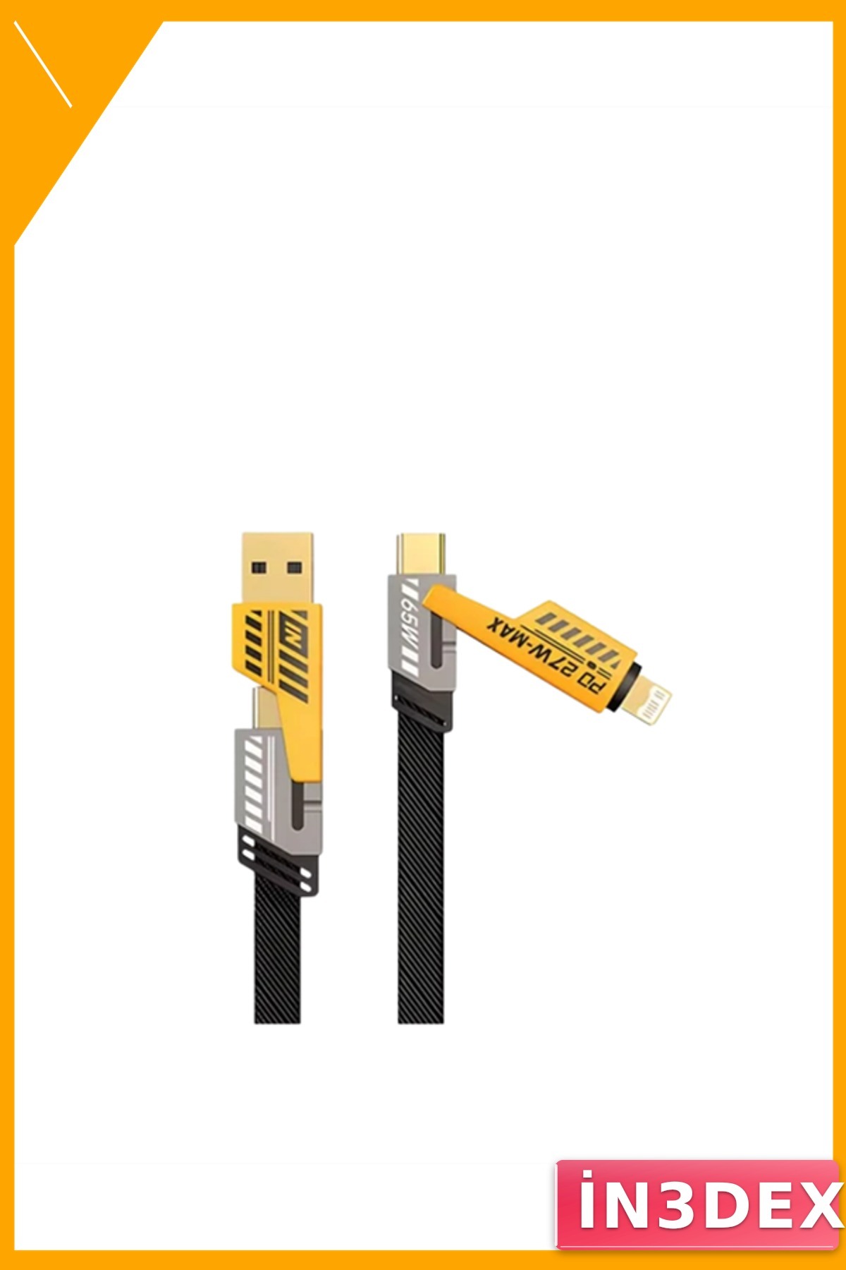 4'ü 1 Arada USB Hızlı Şarj Kablosu 65W 1.2m Çoklu Bağlantı