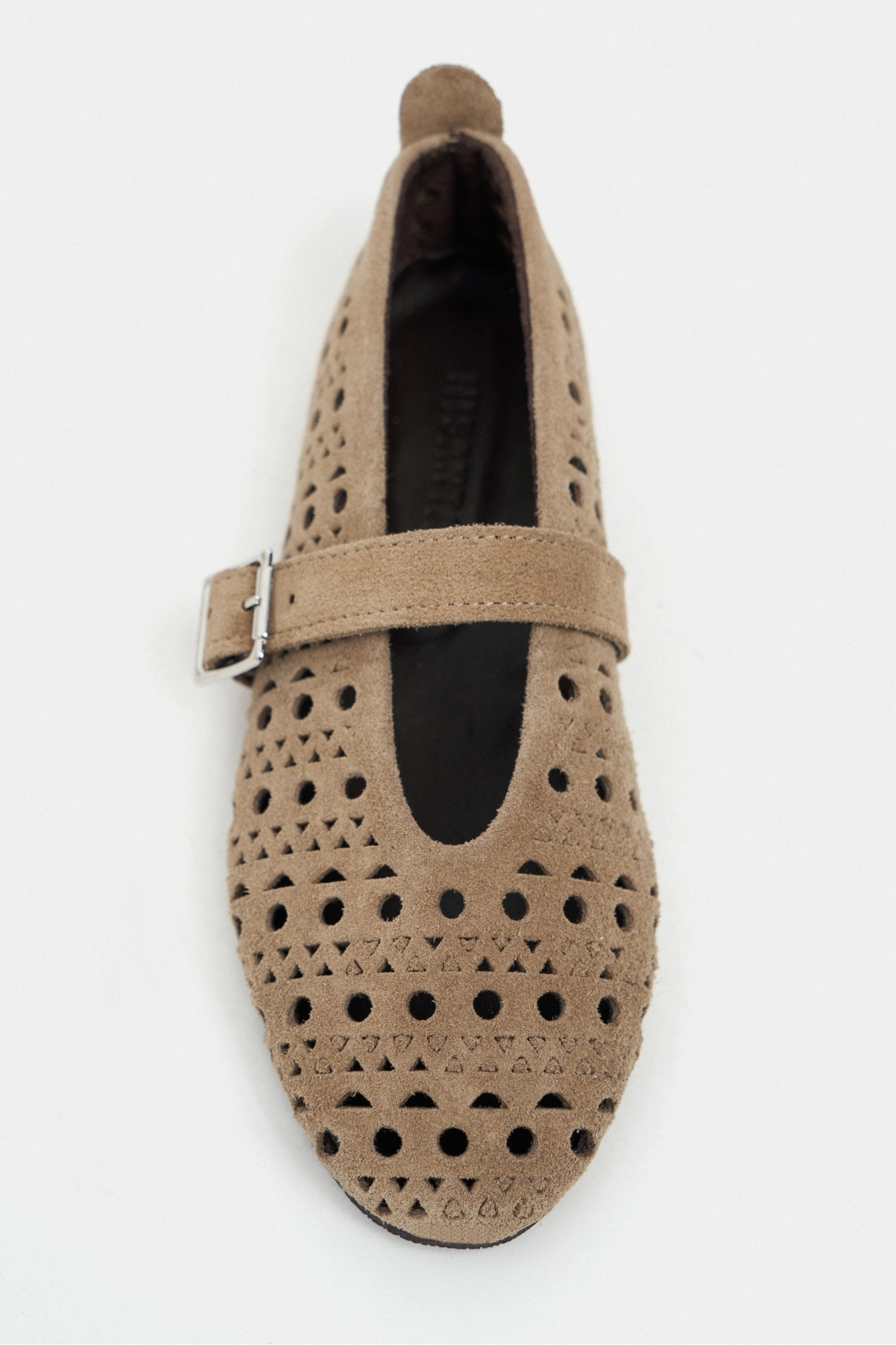 NİŞANTAŞI SHOES Patter Rome Bej Süet Zımbalı Hakiki Deri Toka Detay Düz Taban Kadın Babet görsel 6