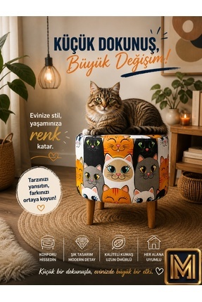 MEDET HOME DİDAY KEDİ puf trend puf f koltuk puff bench dekoratif bohem doğal...