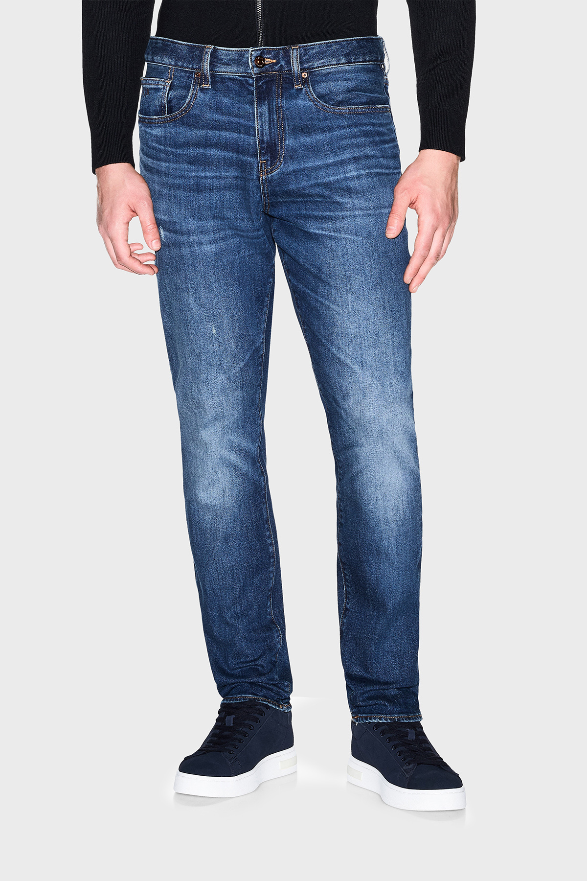 شلوار جین مردانه کمر باریک نخی مدل Skinny Fit سایز متوسط ​​XM000070 AF25870 MB010 آرمانی اکسچنج شلوار جین Armani Exchange