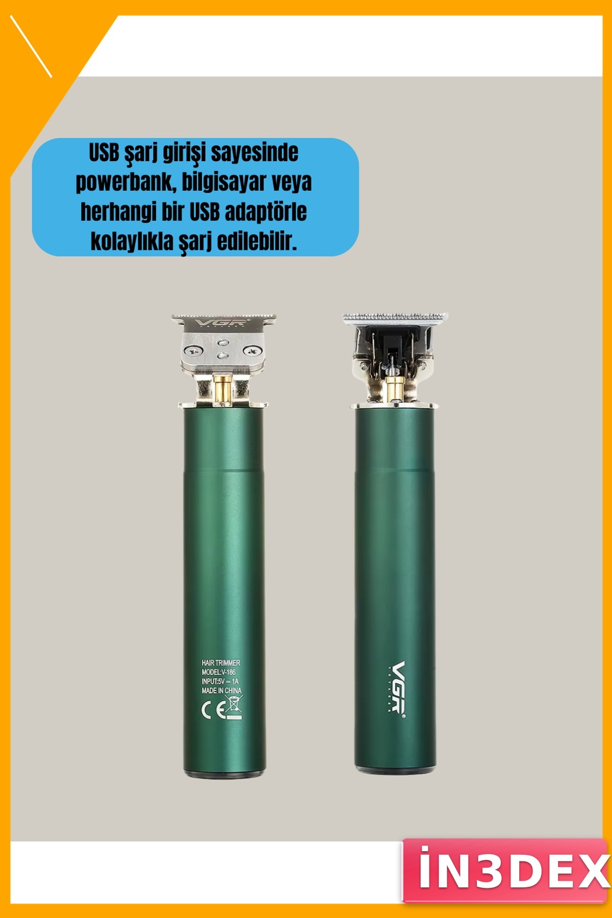 USB Hızlı Şarjlı Saç Kesme Makinesi 3 Saat Kullanım Metal Gövde