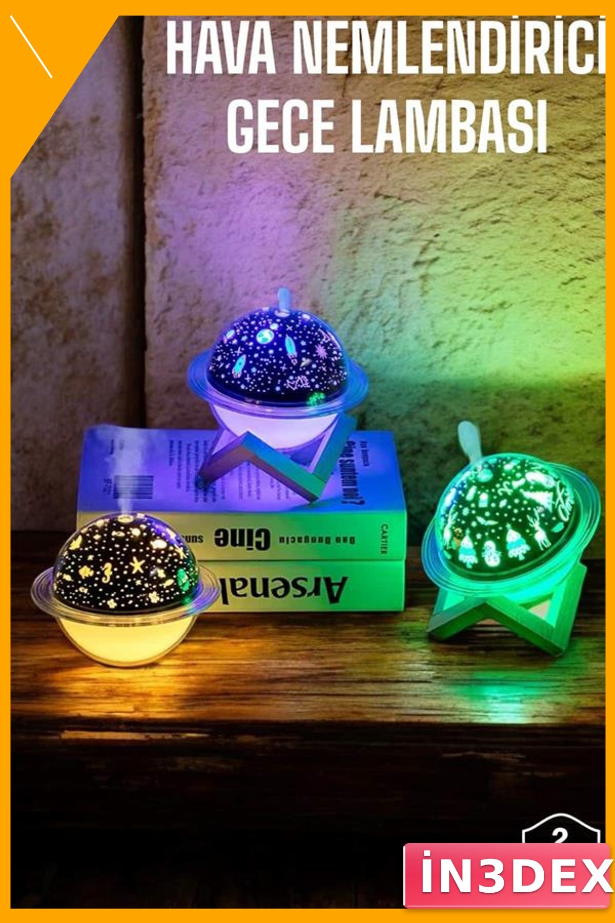 USB Projeksiyonlu Hava Nemlendirici ve Aromaterapi Gece Lambası