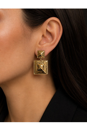 Aquasuris Zara model Kare Küpe Gold Kararmayan