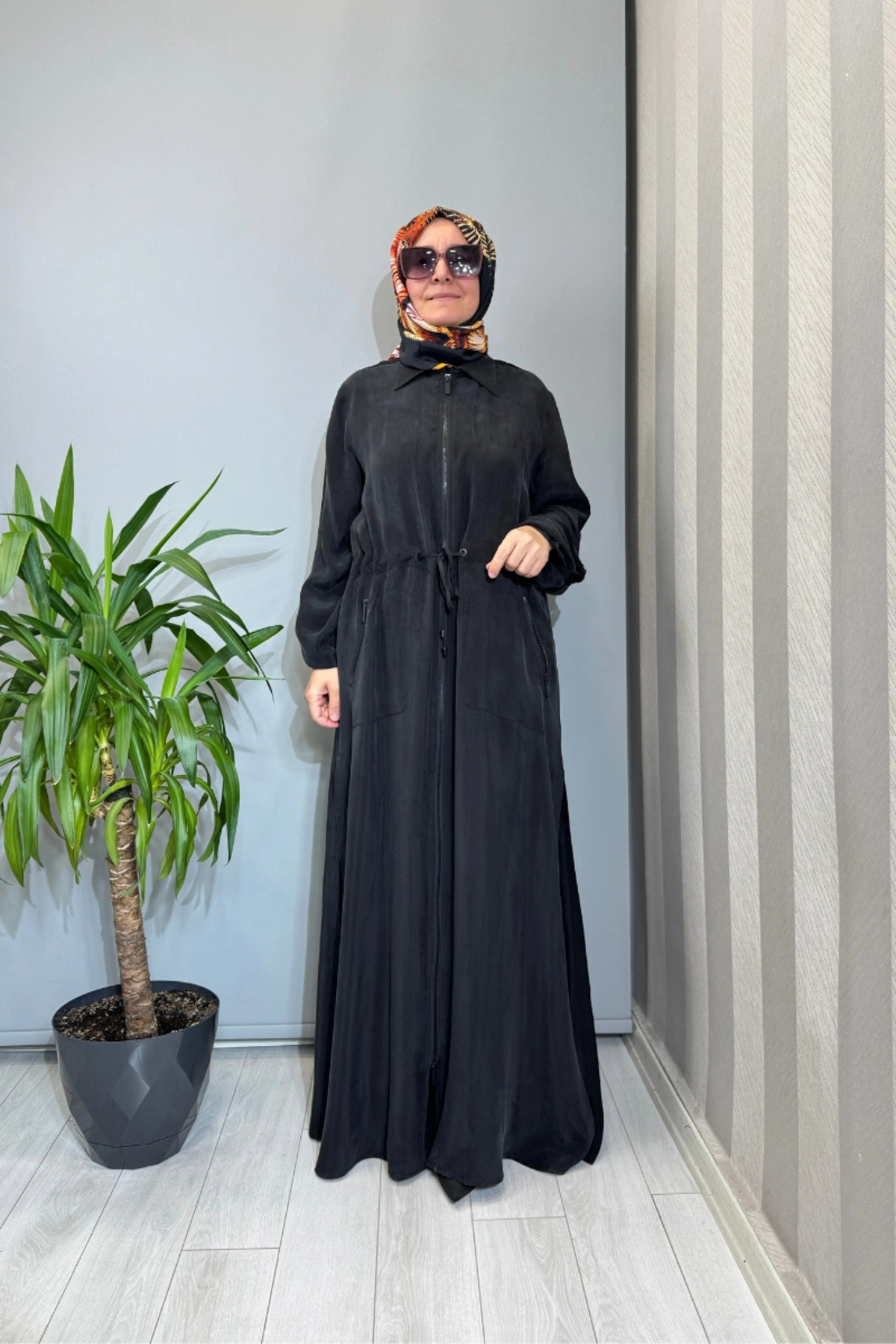 MISS DALIDA Fermuarlı Beli Büzgülü Cupro Kap Siyah 2268329