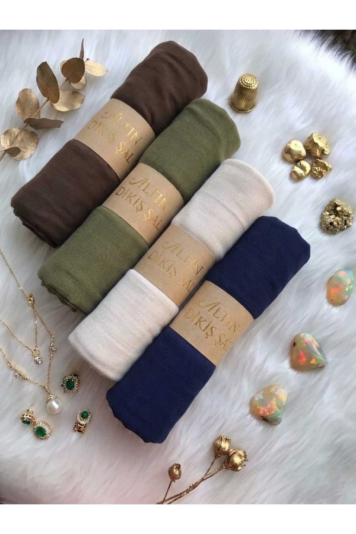 ALTIN DİKİŞ Penye Şal 4'lü Set Yumuşak Dokulu Jersey Penye Şal Seti ( ACI KAHVE-HAKİ-TAŞ-LACİVERT)