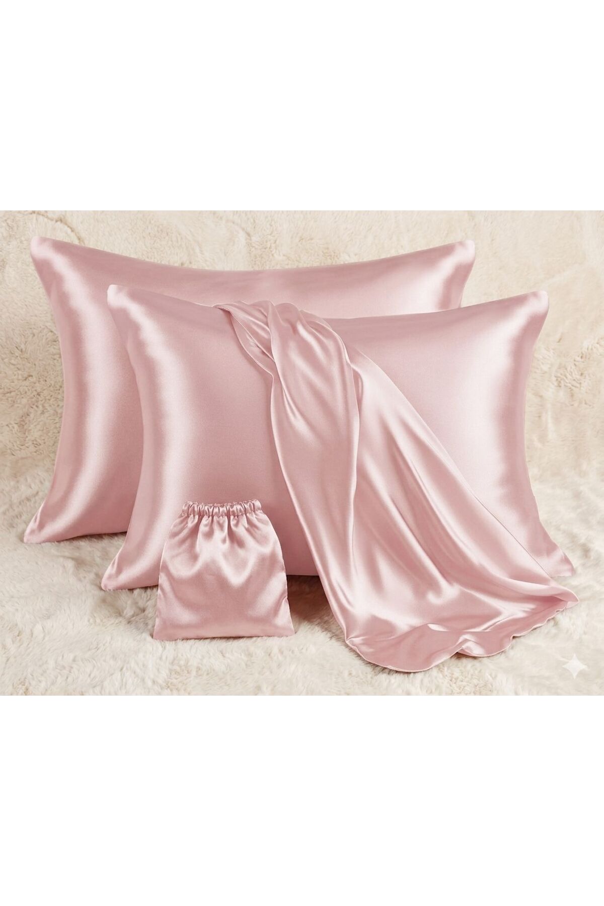 Satin Pillowcase Rose Pink 100% Viscose 50x70 Pair