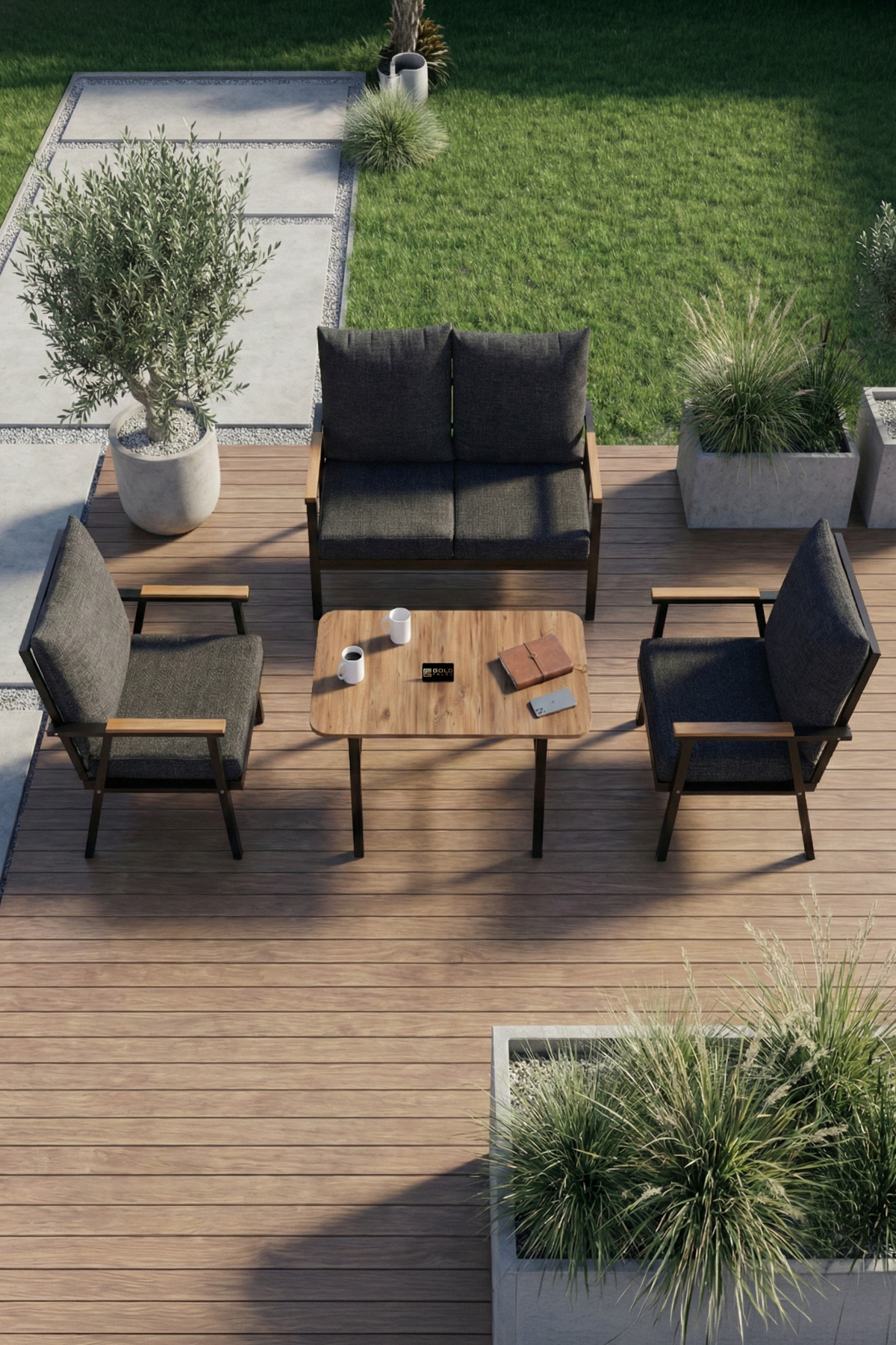 Bahçe Masası Ahşap Balkon Teras Cafe Masa Modern Dış Mekan Masa 9832 Atlantik Çam (Sadece Masa) görsel 5