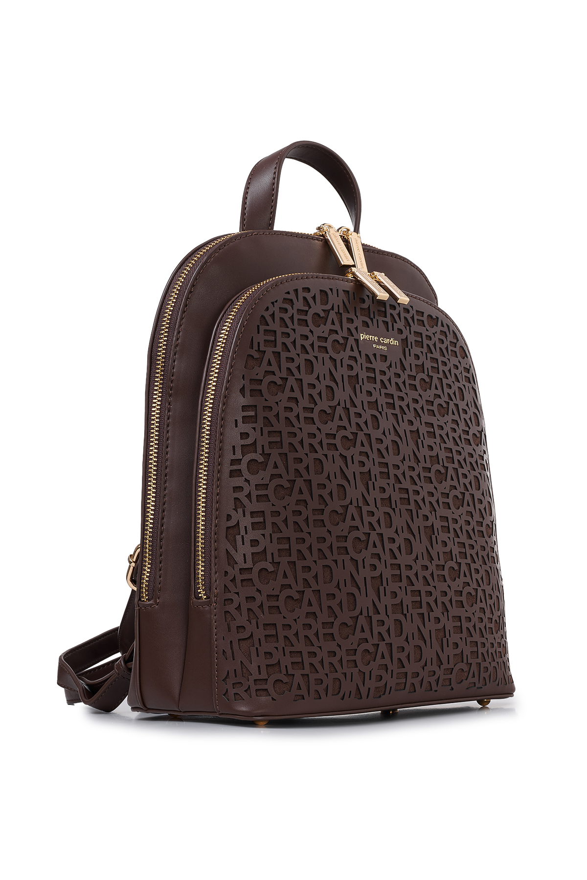 Pierre Cardin Kahve Lazer Kesim Logolu Kadın Çantası - 25x29 cm Çift Bölmeli Şık Sırt Çantası görsel 4