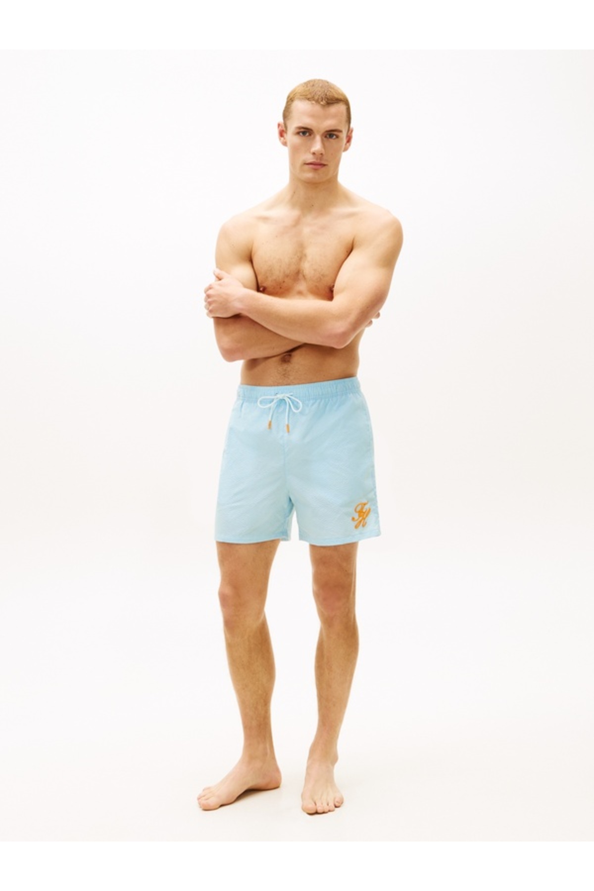 Tommy Hilfiger Medium Drawstring Ithaca Script Men's Blue Swim Shorts - Um0Um03750