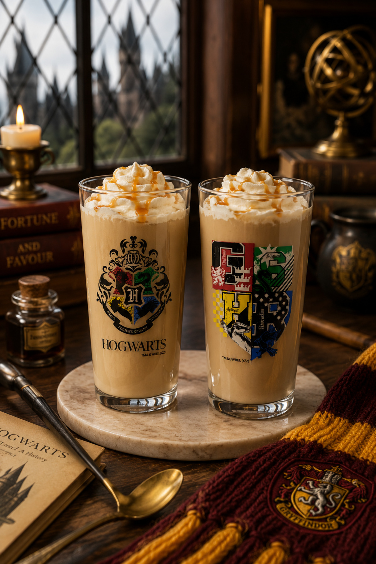 Hogwarts Printed Glass Oversized Cup Transparent Design Daily Use 570 cc Boxed Shipping