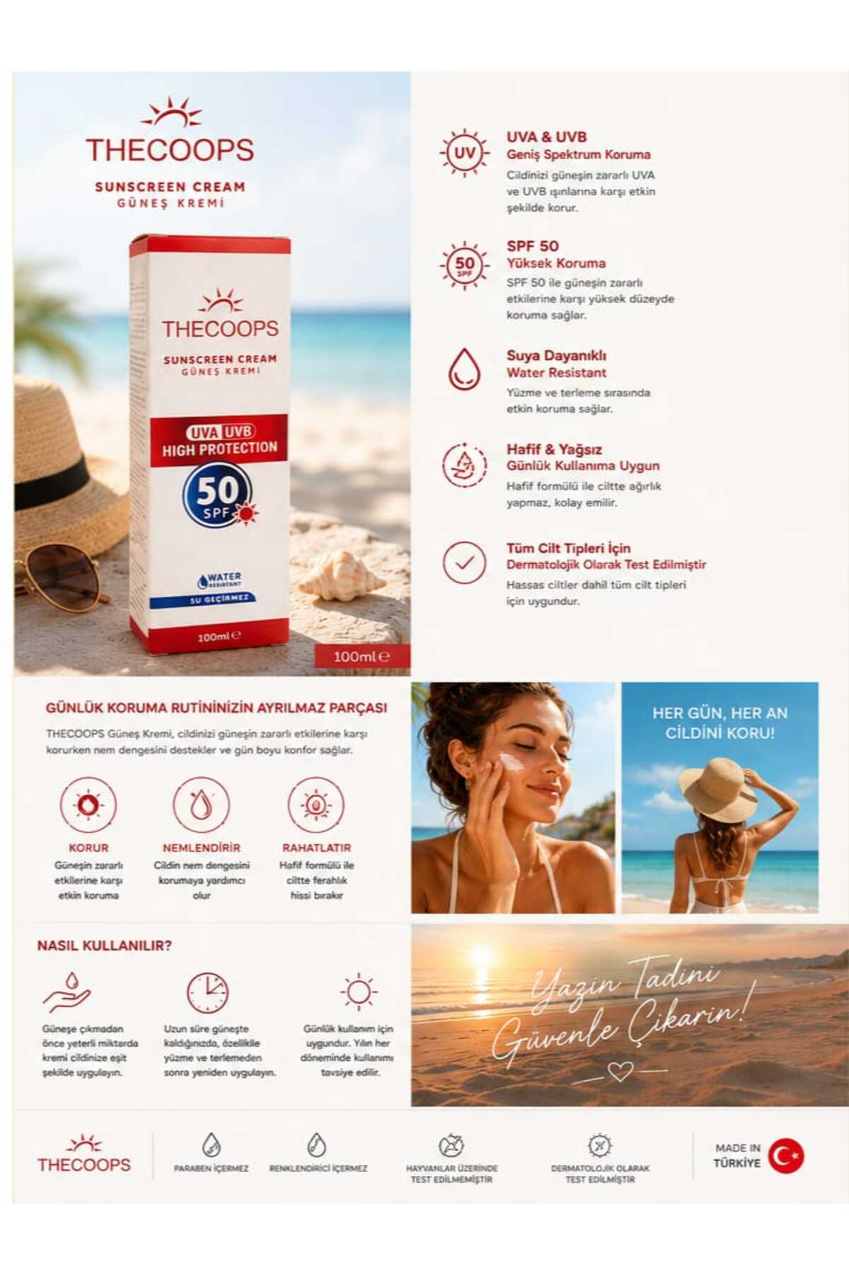 Güneş Kremi 50 SPF 100 Ml ( 1 Alana 1 Bedava ) — gns-01 — تصویر 2 از 3