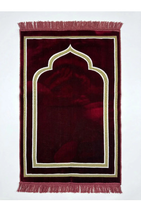 Keremzade Odak Bordo Gold Sade Makine Dokuma Kadife Seccade Namazlık 70x110 cm