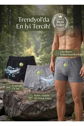 Anıt Erkek 2'li Set Bamboo (Bambu) Nefes Alabilir Dikişsiz Rahat Boxer ANIT-B...